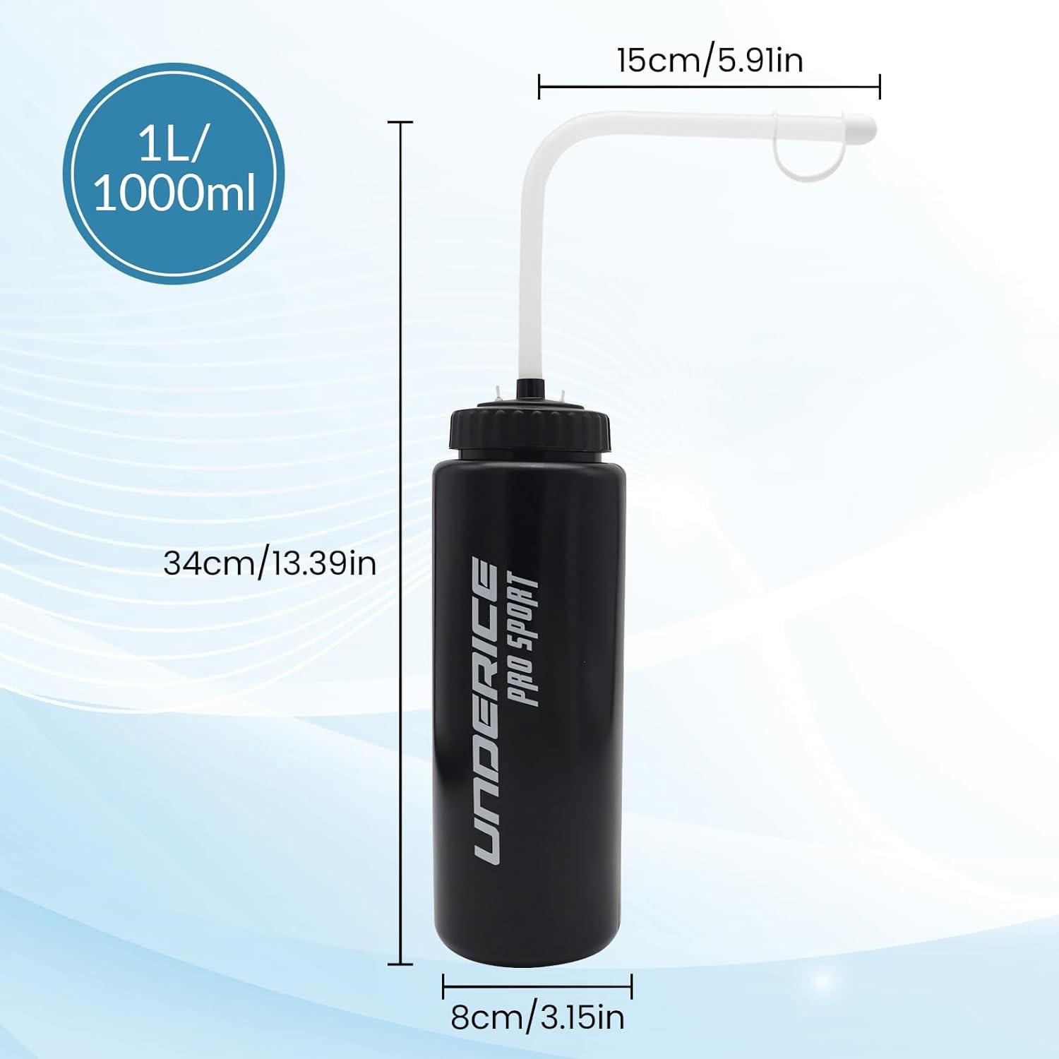 image:imageLOVIVER Bouteille dEau de Sport Bouteille Presser 1L Bouilloire avec Longue Paille Tasse dEau pour Course Pied Vlo Football Noir