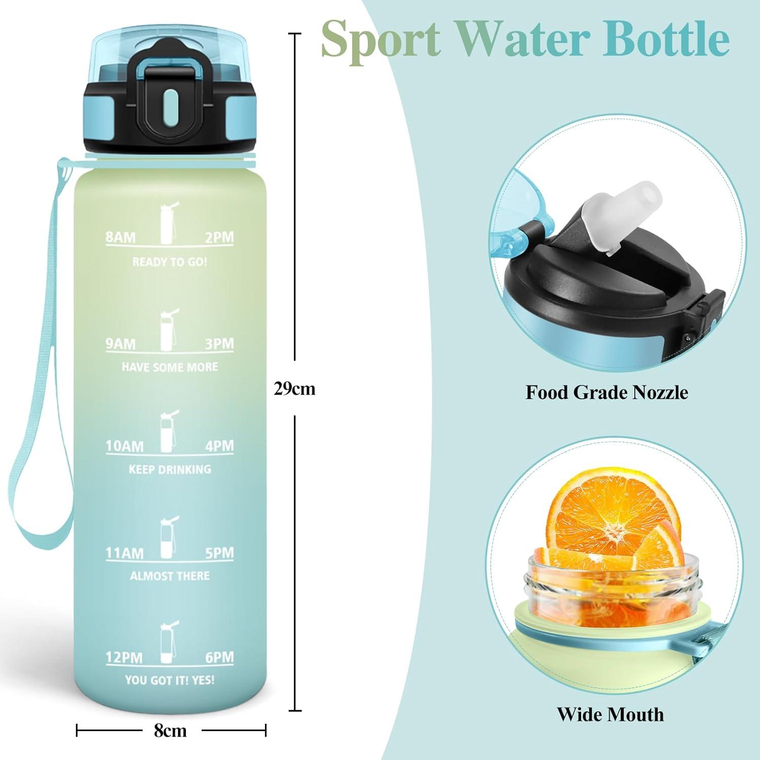 image:imageMotswedi Gourde Sport 1500ml Anti Fuite Gourde Paille Rutilisable Bouteille deau sans BPA Bouteille Reutilisable pour Adulte Randonne lcole Fitness Yoga Bureau Vert Fonc ampamp GrisBlanc Cass Bleu Clair1000ml