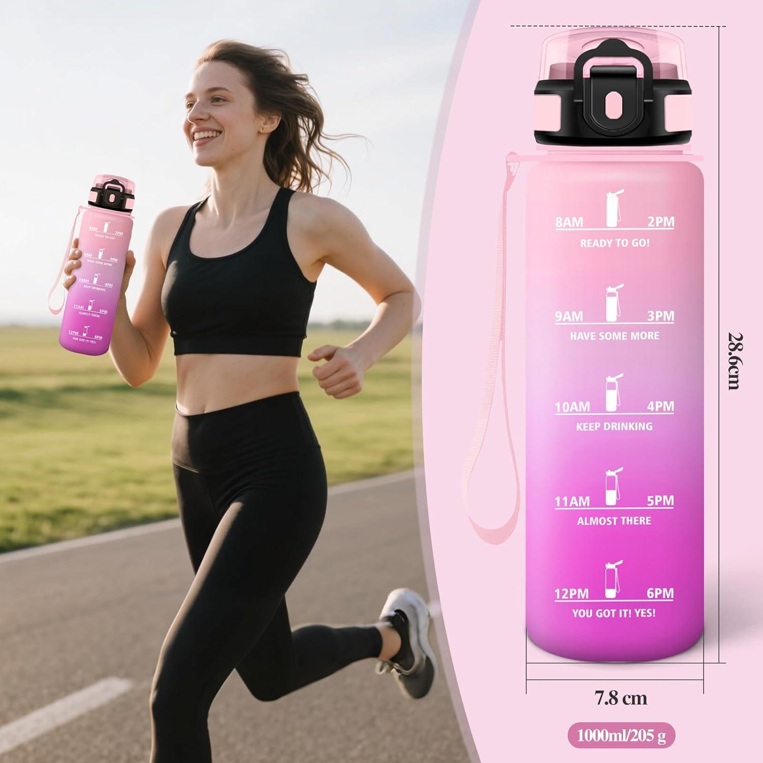 image:imageMotswedi Gourde Sport 1500ml Anti Fuite Gourde Paille Rutilisable Bouteille deau sans BPA Bouteille Reutilisable pour Adulte Randonne lcole Fitness Yoga Bureau Vert Fonc ampamp GrisRose Clair Rose Rouge1000ml