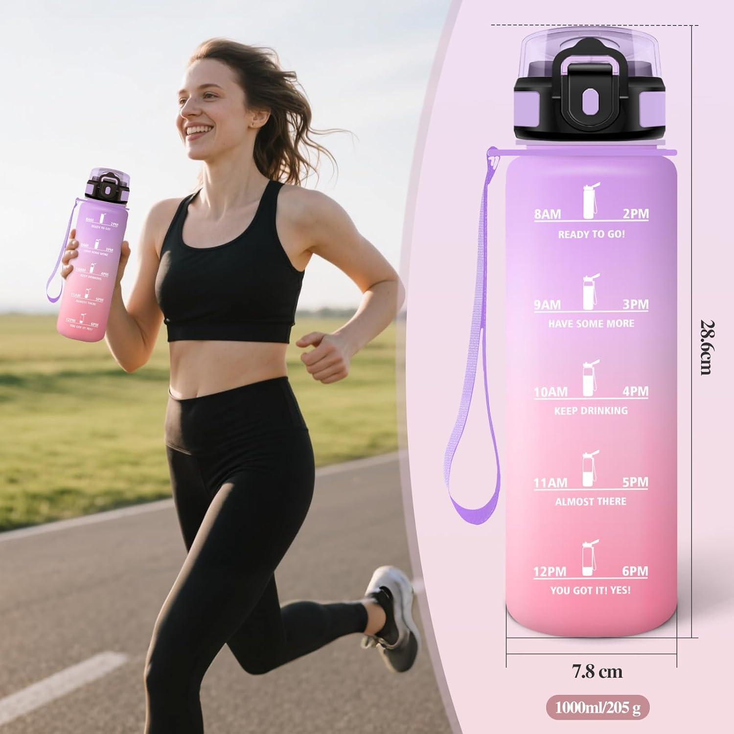 image:imageMotswedi Gourde Sport 1500ml Anti Fuite Gourde Paille Rutilisable Bouteille deau sans BPA Bouteille Reutilisable pour Adulte Randonne lcole Fitness Yoga Bureau Vert Fonc ampamp GrisViolet Clair Rose Clair1000ml