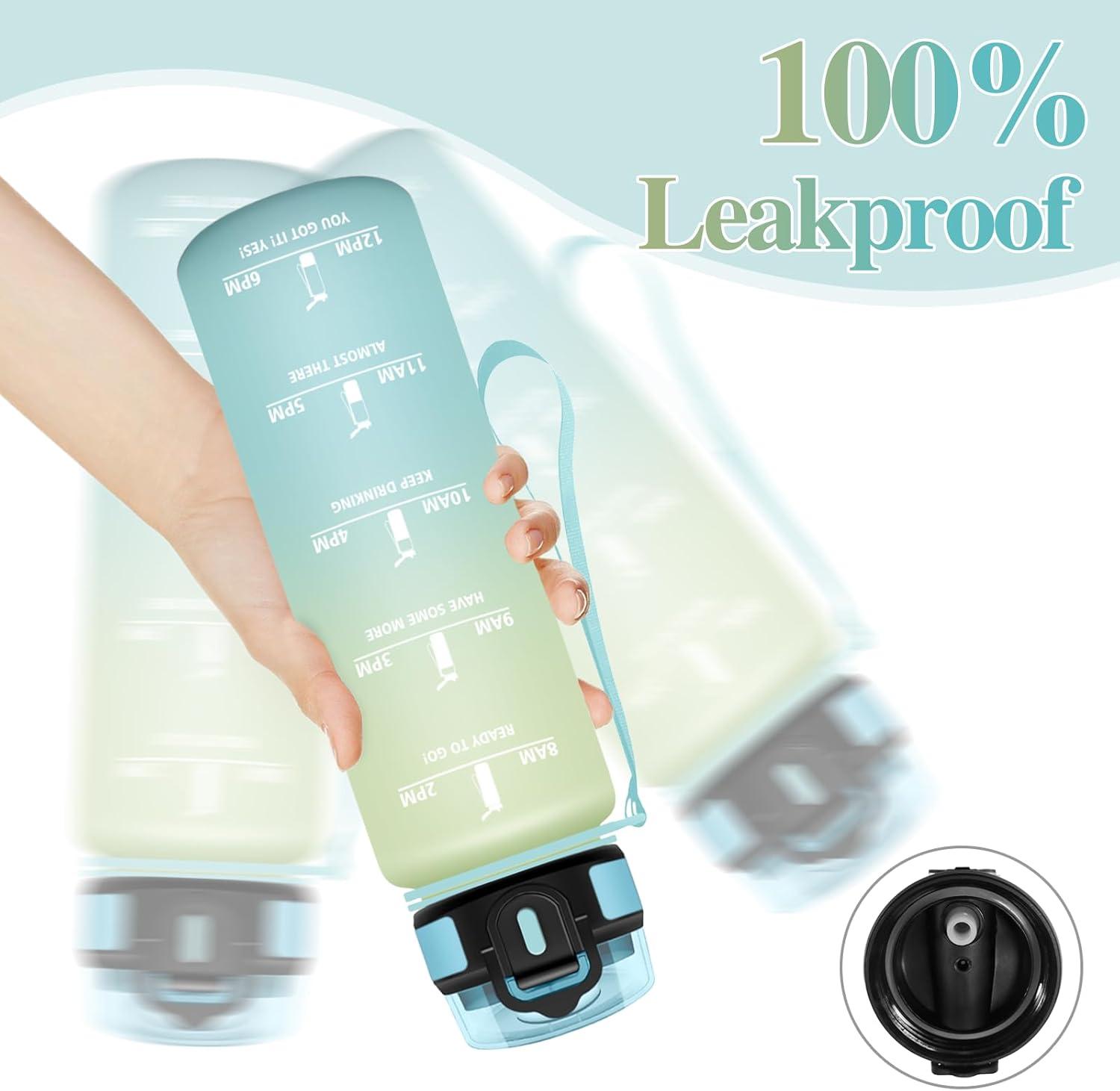 image:imageMotswedi Gourde Sport 1500ml Anti Fuite Gourde Paille Rutilisable Bouteille deau sans BPA Bouteille Reutilisable pour Adulte Randonne lcole Fitness Yoga Bureau Vert Fonc ampamp GrisBlanc Cass Bleu Clair1000ml
