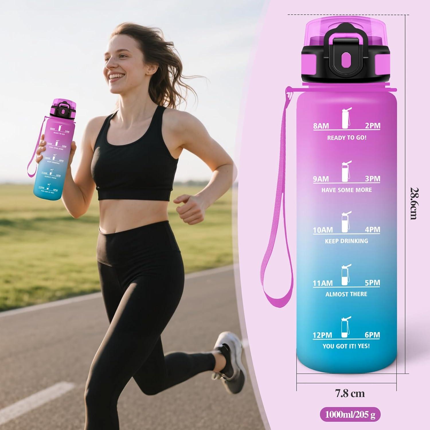 image:imageMotswedi Gourde Sport 1500ml Anti Fuite Gourde Paille Rutilisable Bouteille deau sans BPA Bouteille Reutilisable pour Adulte Randonne lcole Fitness Yoga Bureau Vert Fonc ampamp GrisRose Rouge Cyan1000ml