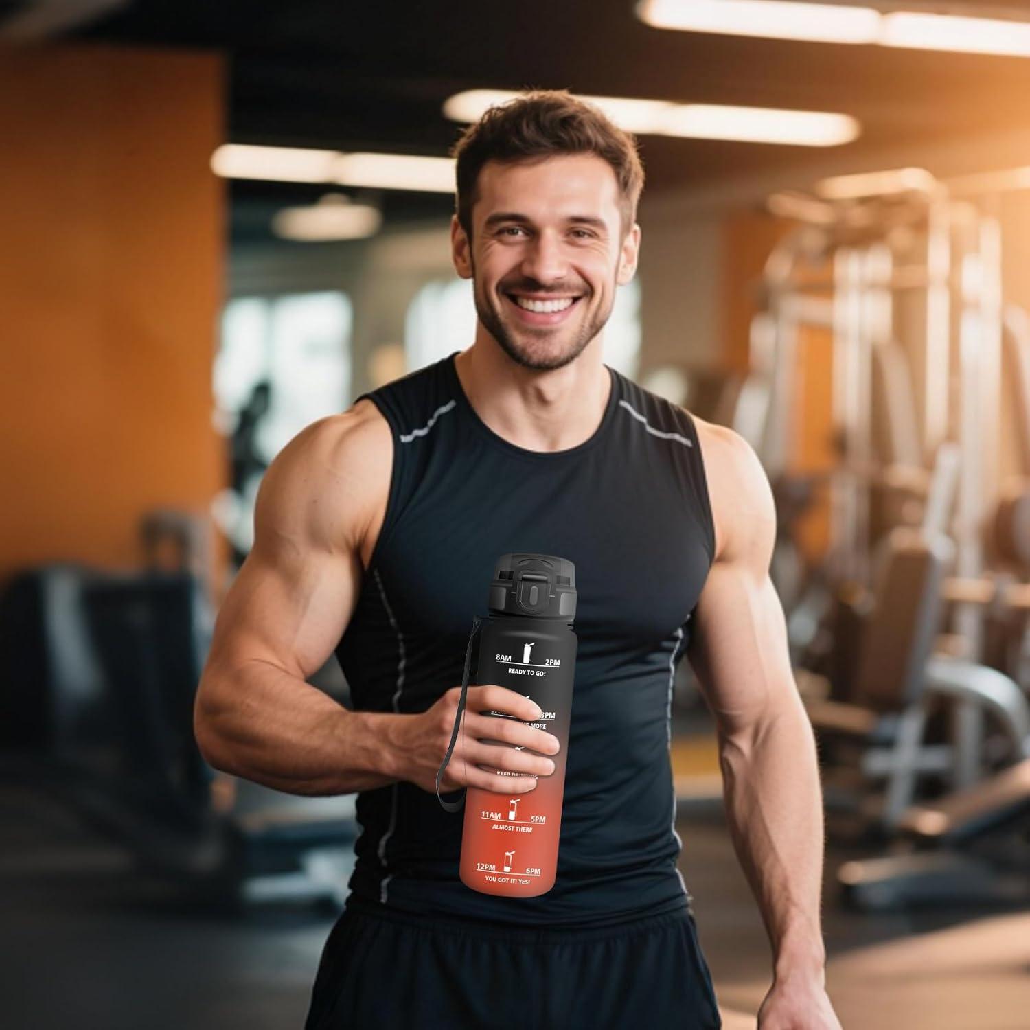 image:imageMotswedi Gourde Sport 1500ml Anti Fuite Gourde Paille Rutilisable Bouteille deau sans BPA Bouteille Reutilisable pour Adulte Randonne lcole Fitness Yoga Bureau Vert Fonc ampamp GrisNoir Rouge1000ml