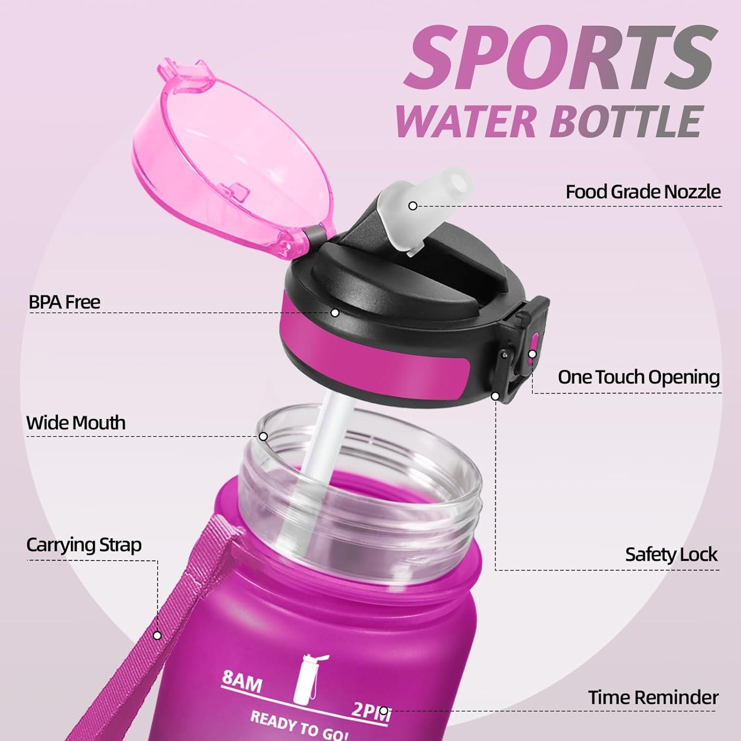 image:imageMotswedi Gourde Sport 1500ml Anti Fuite Gourde Paille Rutilisable Bouteille deau sans BPA Bouteille Reutilisable pour Adulte Randonne lcole Fitness Yoga Bureau Vert Fonc ampamp GrisViolet Rouge Noir1000ml
