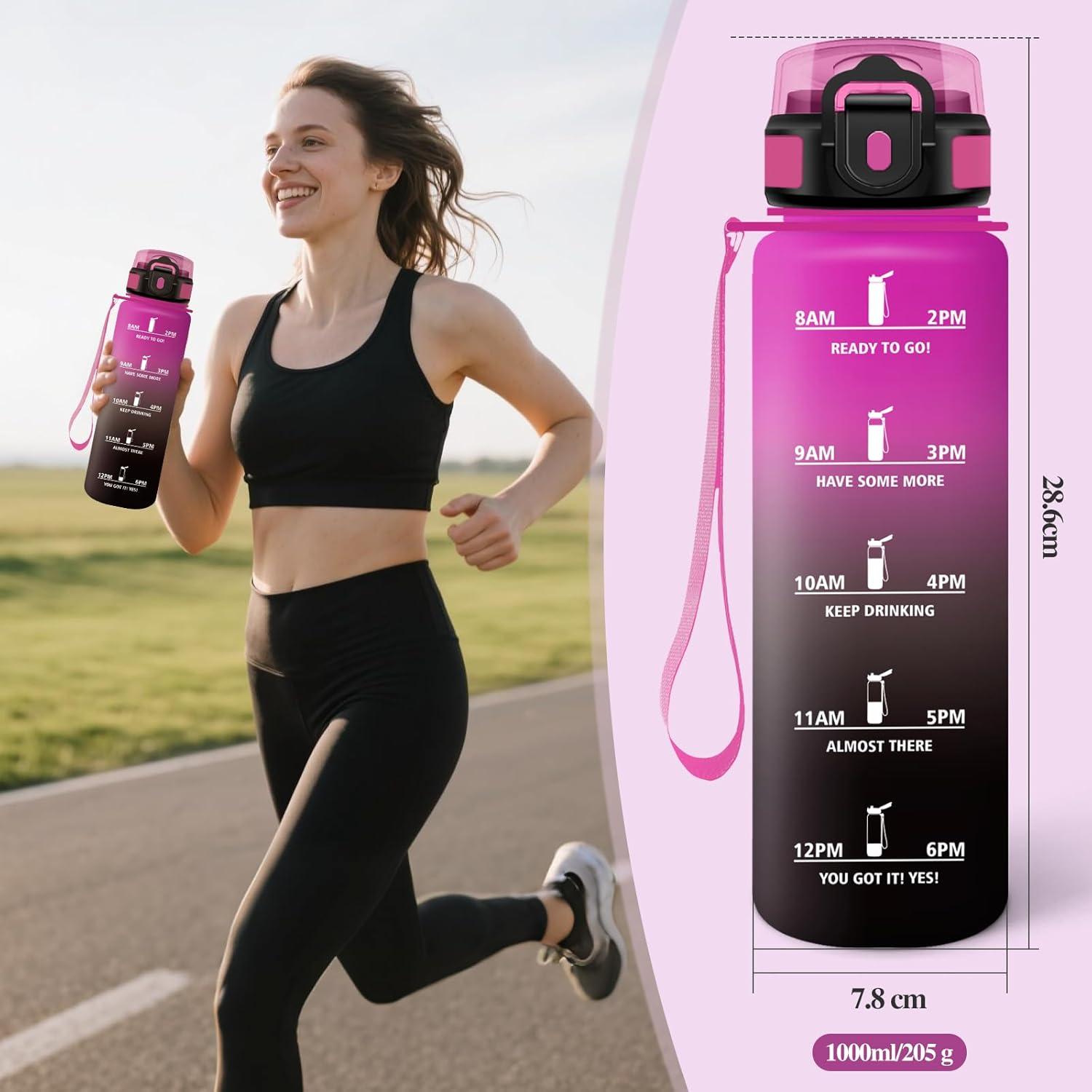 image:imageMotswedi Gourde Sport 1500ml Anti Fuite Gourde Paille Rutilisable Bouteille deau sans BPA Bouteille Reutilisable pour Adulte Randonne lcole Fitness Yoga Bureau Vert Fonc ampamp GrisViolet Rouge Noir1000ml