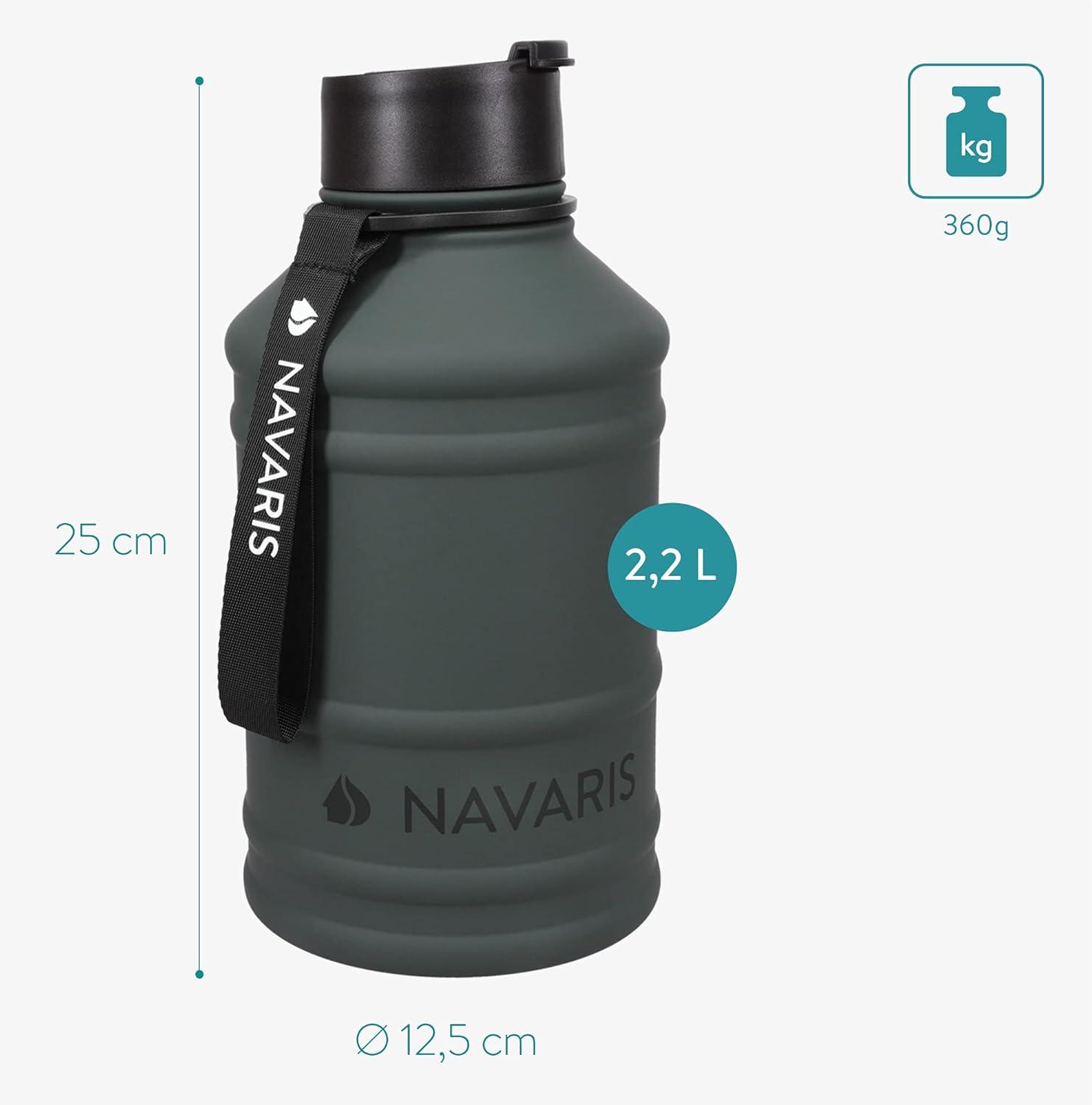 image:imageNavaris Gourde de Sport 22L Bouteille deau pour Entranement Musculation Running Fitness Yoga Foot Lgre et sans BPA Homme Femme EnfantAnthracite