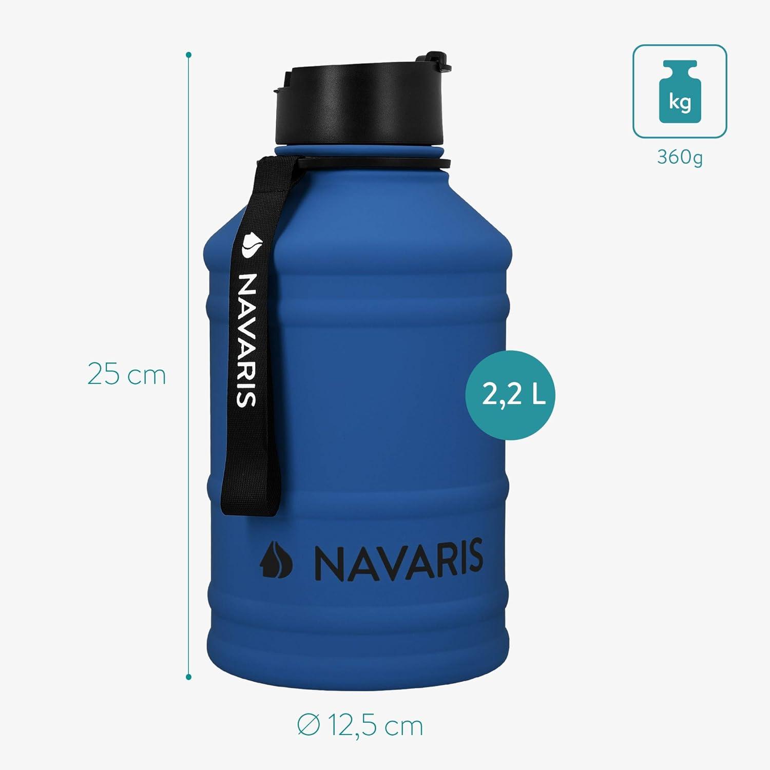 image:imageNavaris Gourde de Sport 22L Bouteille deau pour Entranement Musculation Running Fitness Yoga Foot Lgre et sans BPA Homme Femme EnfantBleu