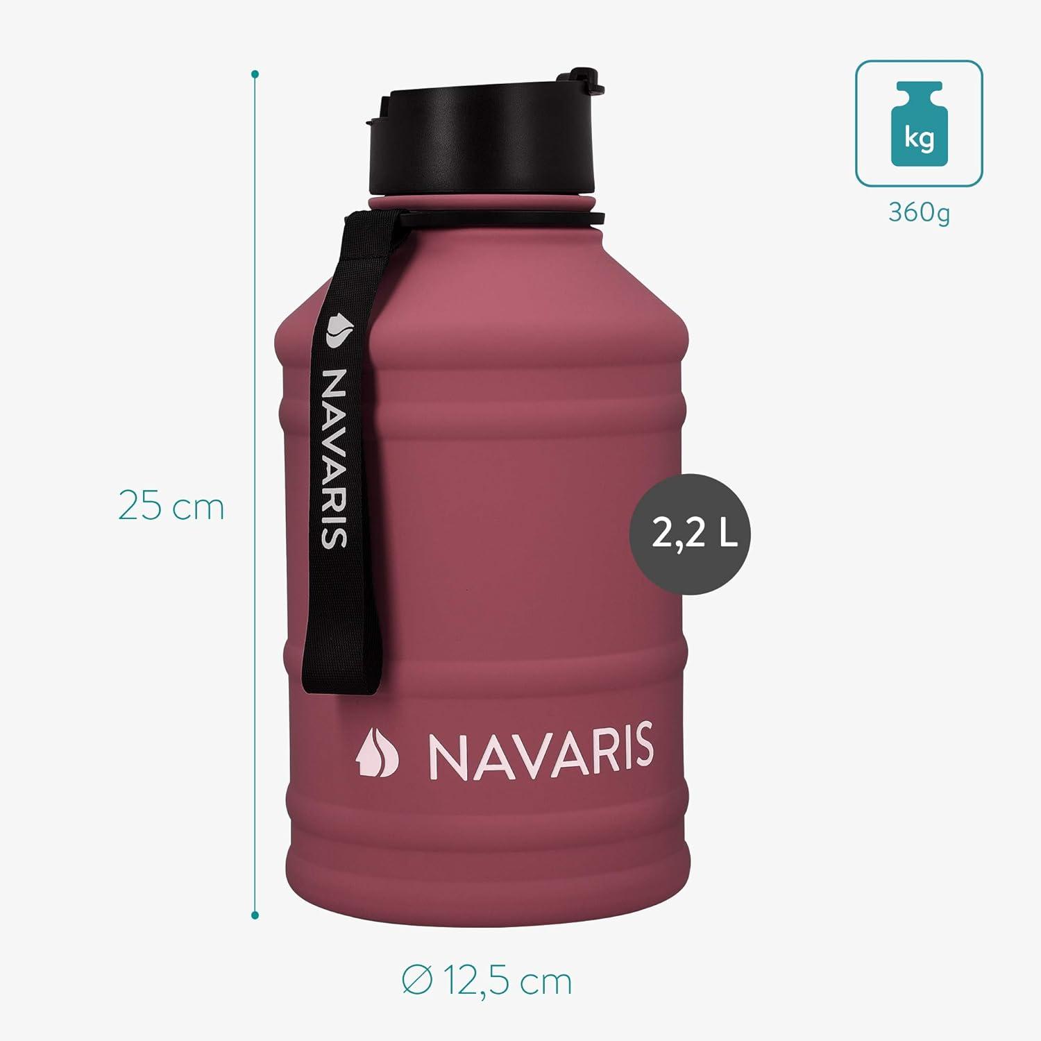image:imageNavaris Gourde de Sport 22L Bouteille deau pour Entranement Musculation Running Fitness Yoga Foot Lgre et sans BPA Homme Femme EnfantBordeaux