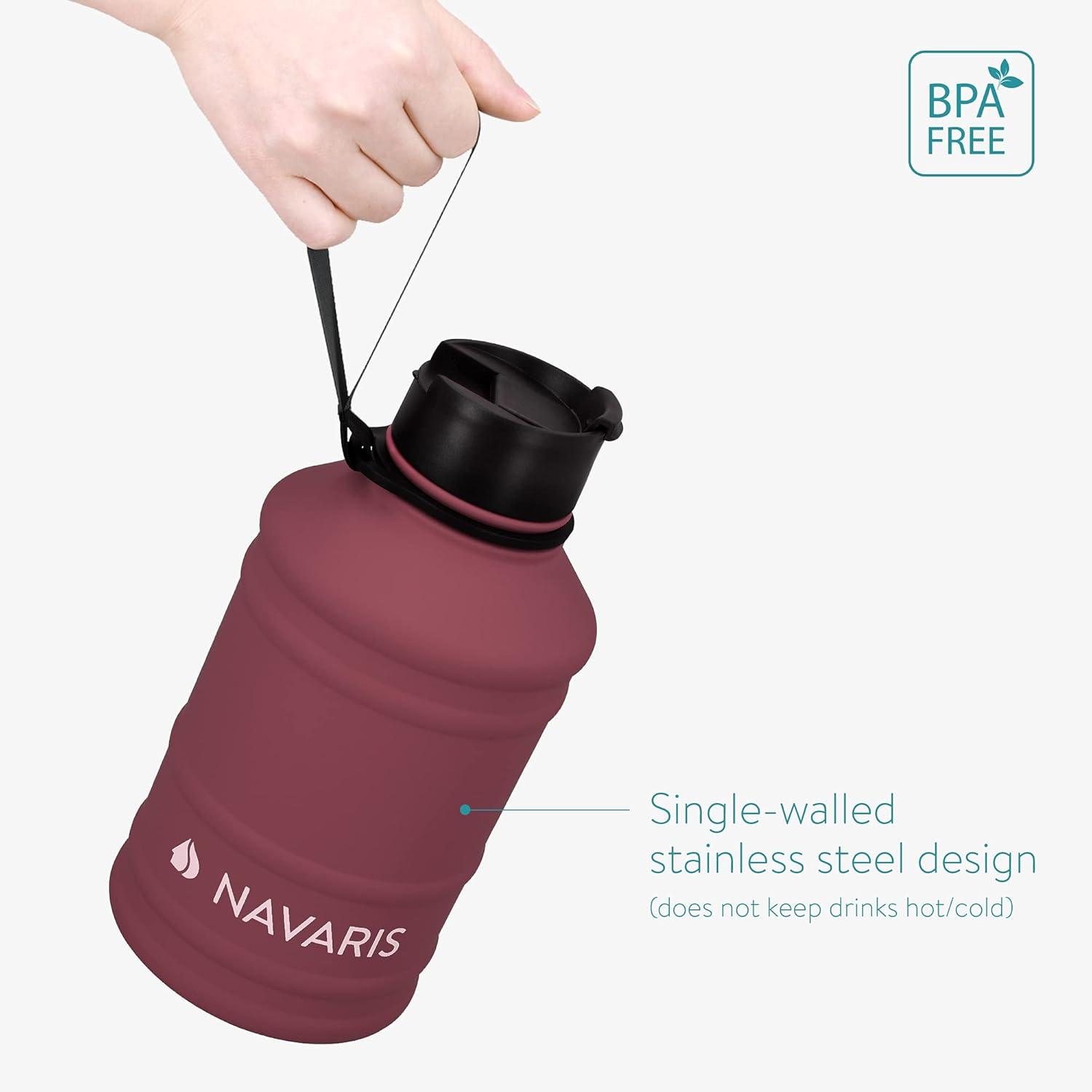image:imageNavaris Gourde de Sport 22L Bouteille deau pour Entranement Musculation Running Fitness Yoga Foot Lgre et sans BPA Homme Femme EnfantBordeaux