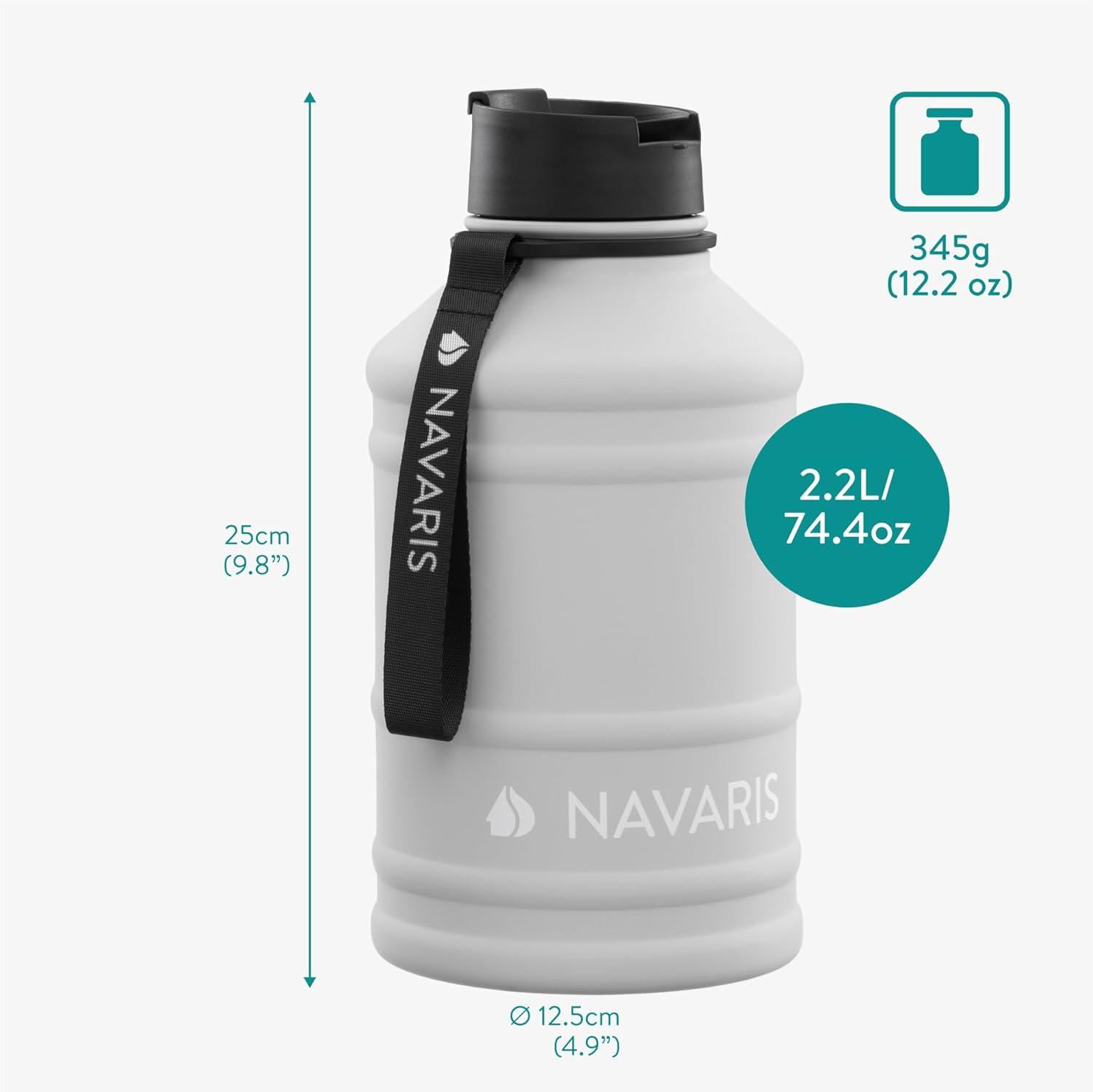 image:imageNavaris Gourde de Sport 22L Bouteille deau pour Entranement Musculation Running Fitness Yoga Foot Lgre et sans BPA Homme Femme EnfantGris Clair