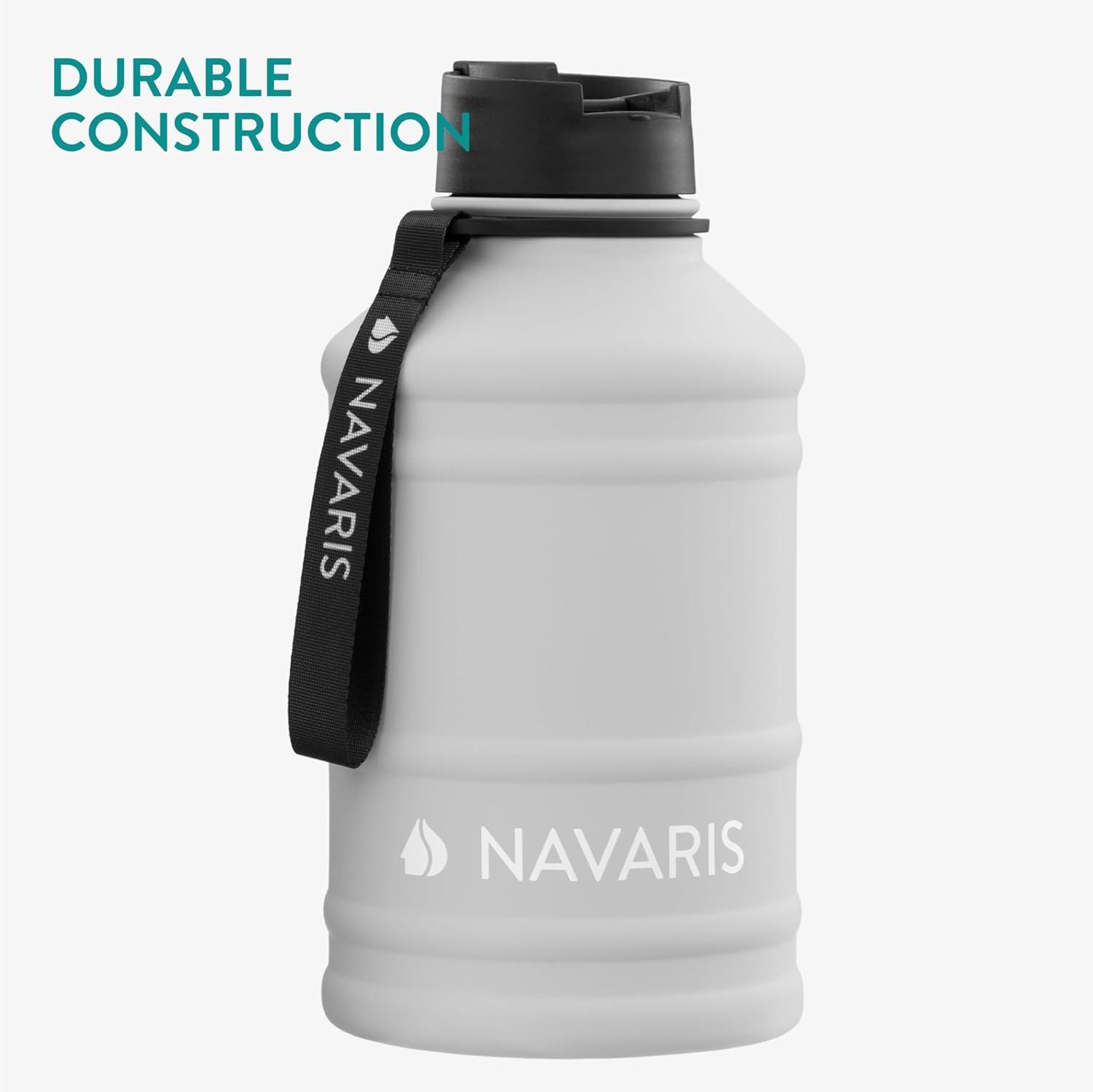 image:imageNavaris Gourde de Sport 22L Bouteille deau pour Entranement Musculation Running Fitness Yoga Foot Lgre et sans BPA Homme Femme EnfantGris Clair