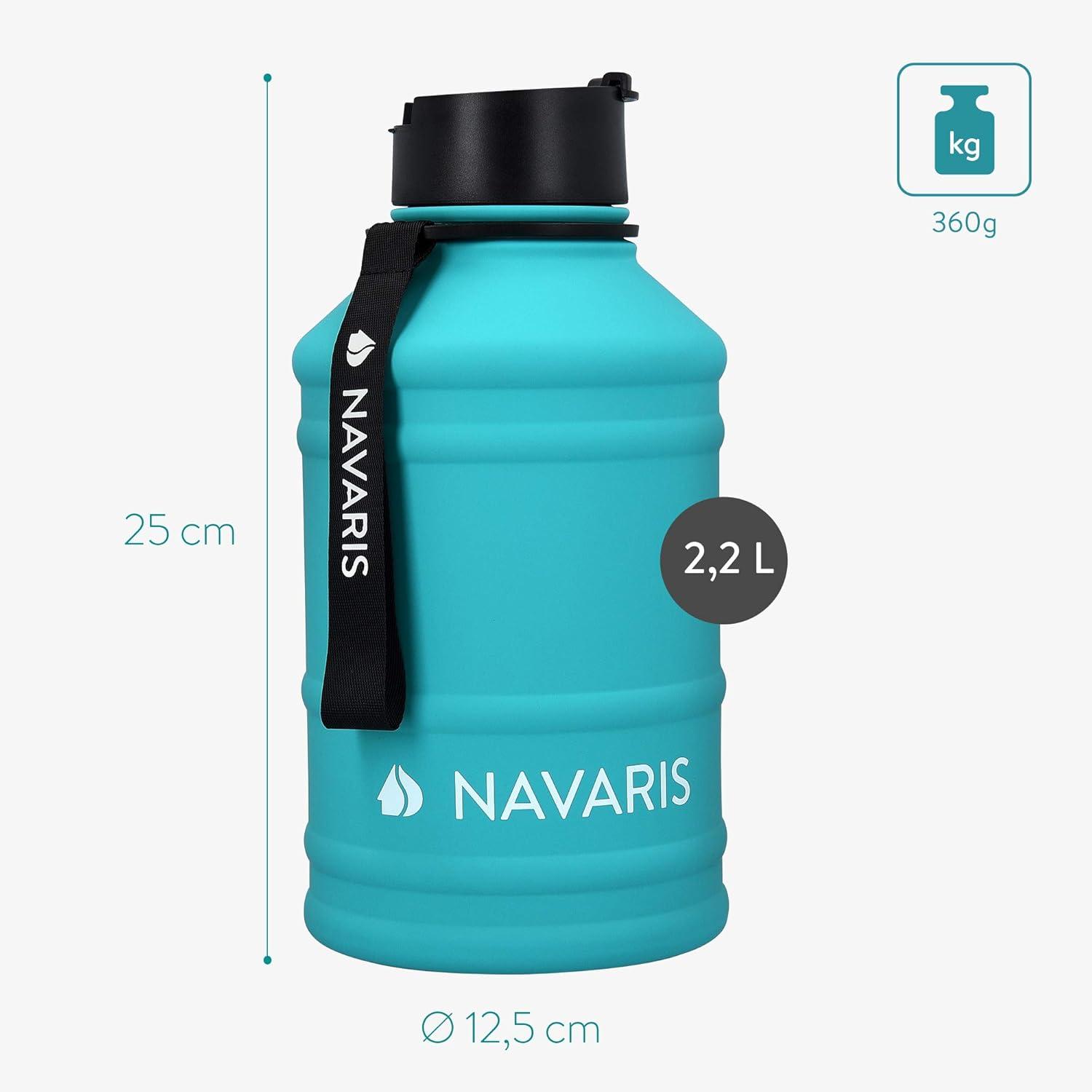image:imageNavaris Gourde de Sport 22L Bouteille deau pour Entranement Musculation Running Fitness Yoga Foot Lgre et sans BPA Homme Femme EnfantTurquoise