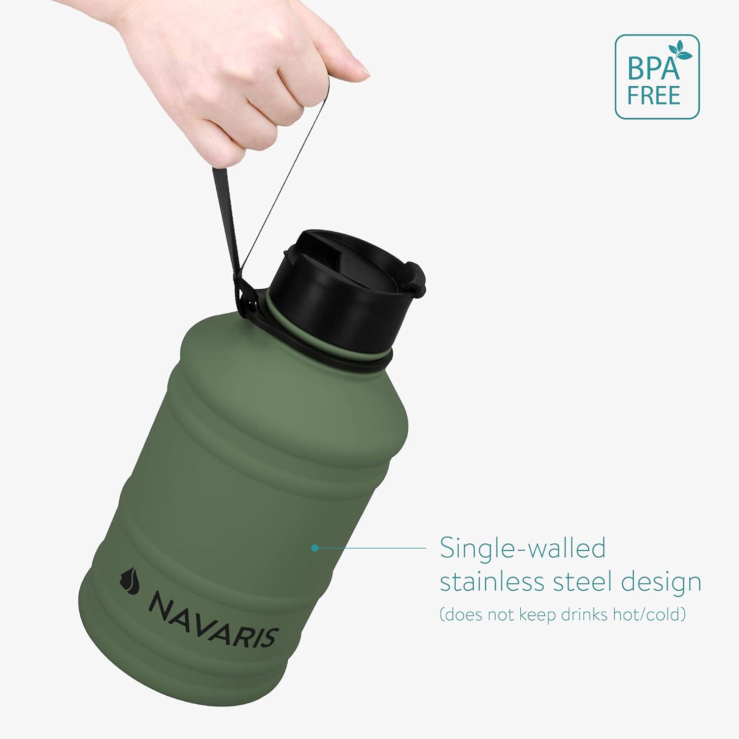 image:imageNavaris Gourde de Sport 22L Bouteille deau pour Entranement Musculation Running Fitness Yoga Foot Lgre et sans BPA Homme Femme EnfantVert Fonc