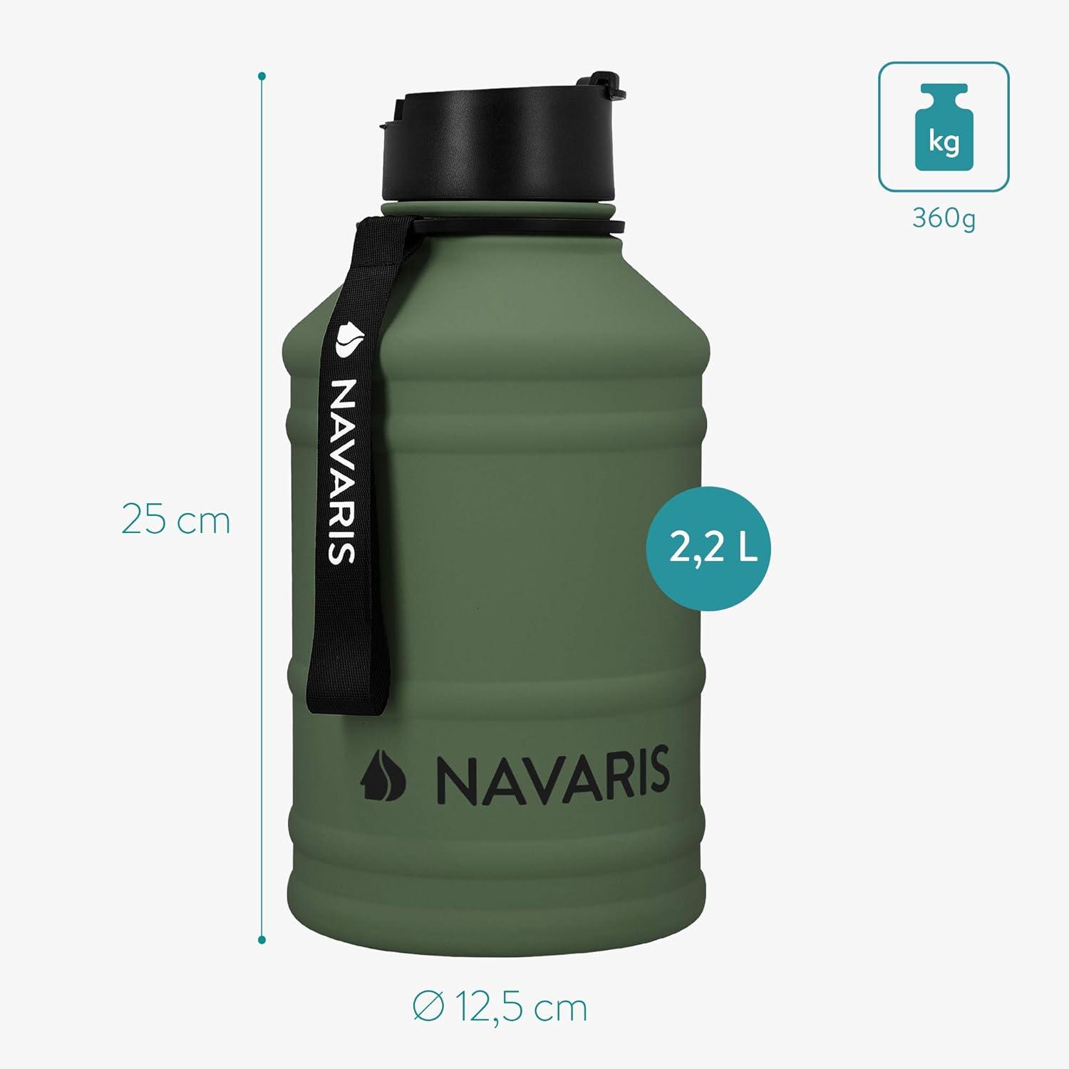 image:imageNavaris Gourde de Sport 22L Bouteille deau pour Entranement Musculation Running Fitness Yoga Foot Lgre et sans BPA Homme Femme EnfantVert Fonc