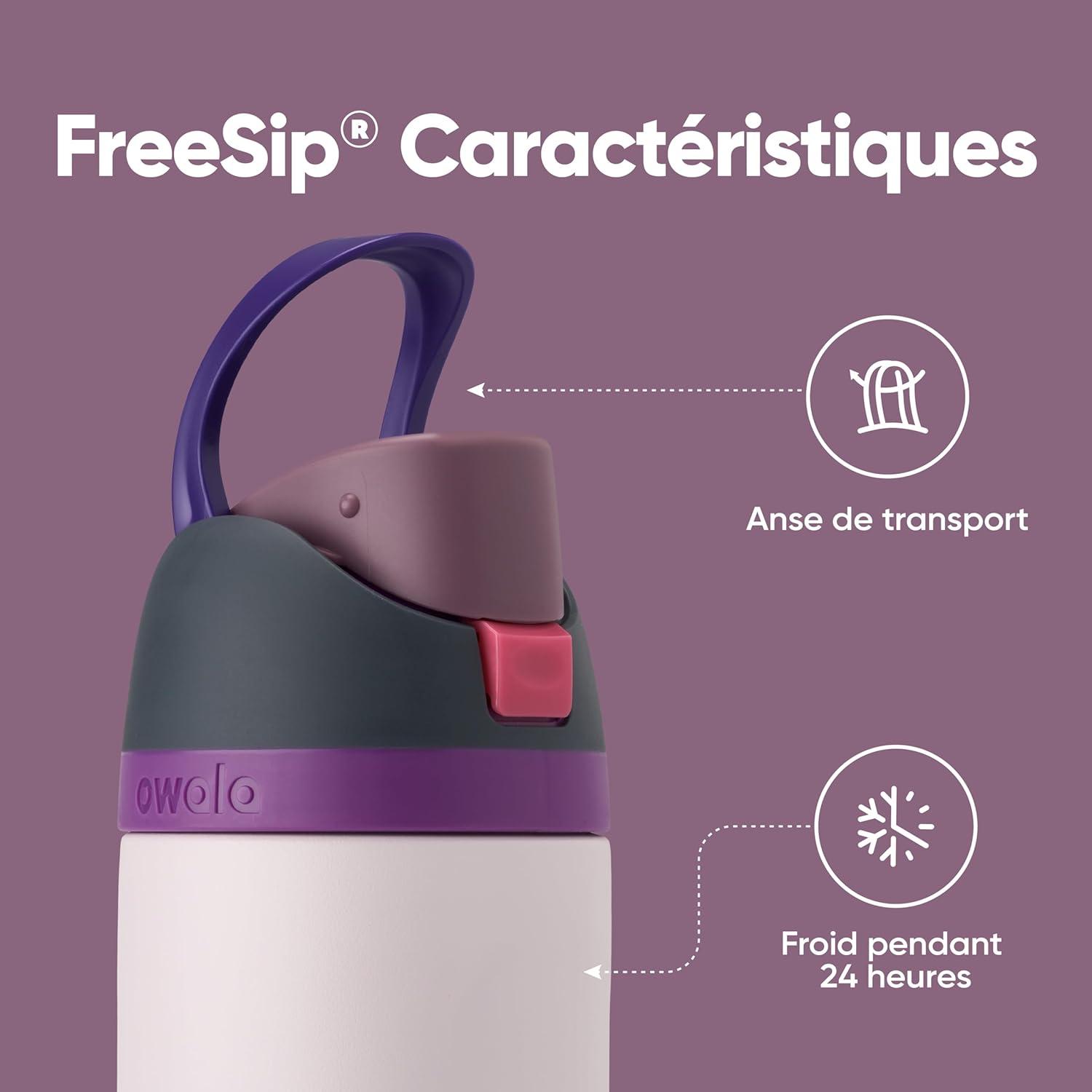 image:imageOwala FreeSip gourde isotherme en inox avec paille et couvercle 710 ml sans BPA garde frais pendant 24 heures pour le sport et les voyages Foggy TideDreamy Field