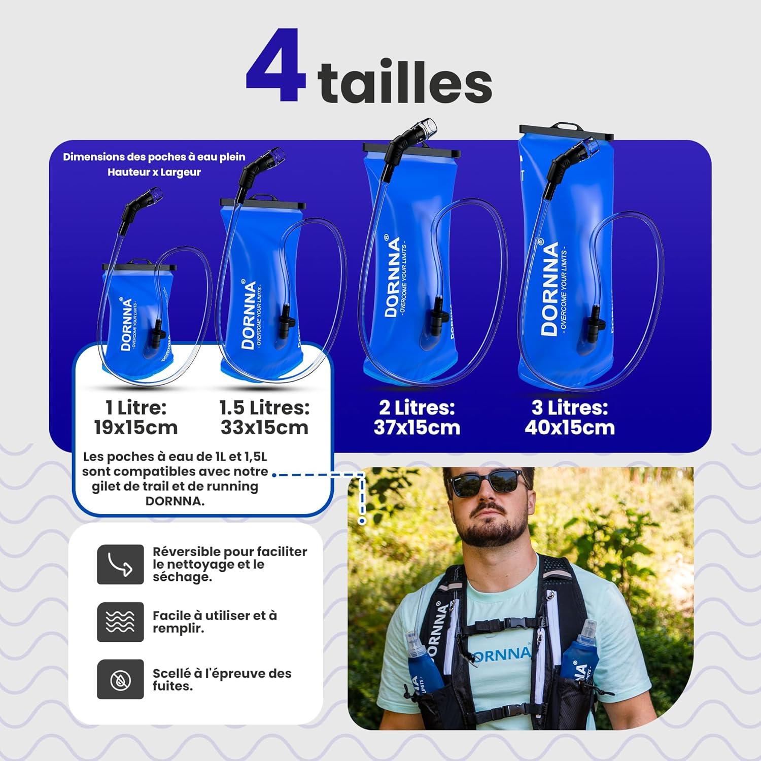image:imagePoche Eau sans BPA Poche Hydratation de Sport Rsistant Sacs Dhydratation Portable pour la Randonne Cyclisme Camping15L