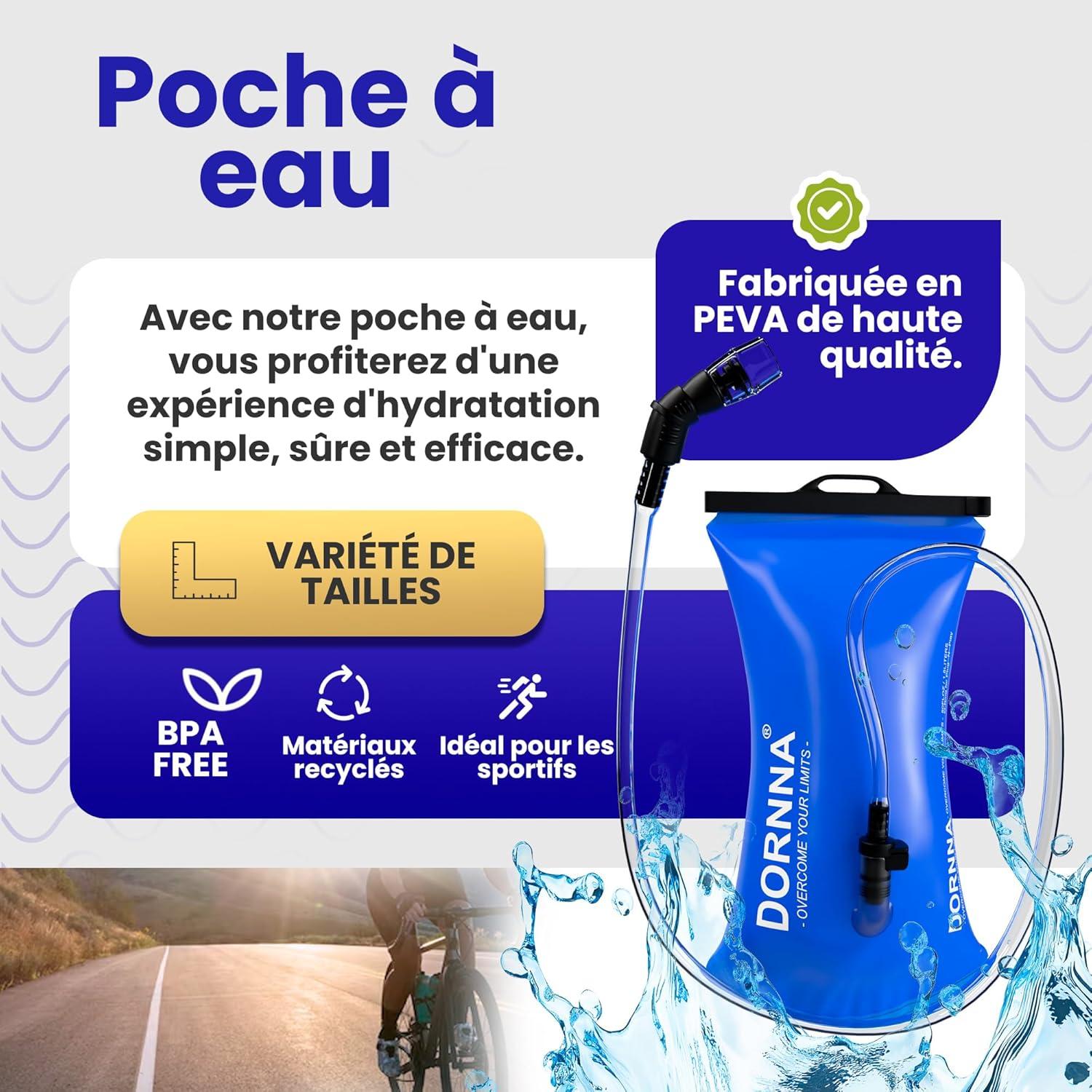 image:imagePoche Eau sans BPA Poche Hydratation de Sport Rsistant Sacs Dhydratation Portable pour la Randonne Cyclisme Camping15L