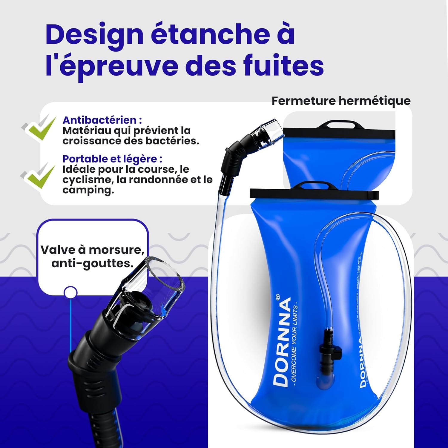 image:imagePoche Eau sans BPA Poche Hydratation de Sport Rsistant Sacs Dhydratation Portable pour la Randonne Cyclisme Camping15L