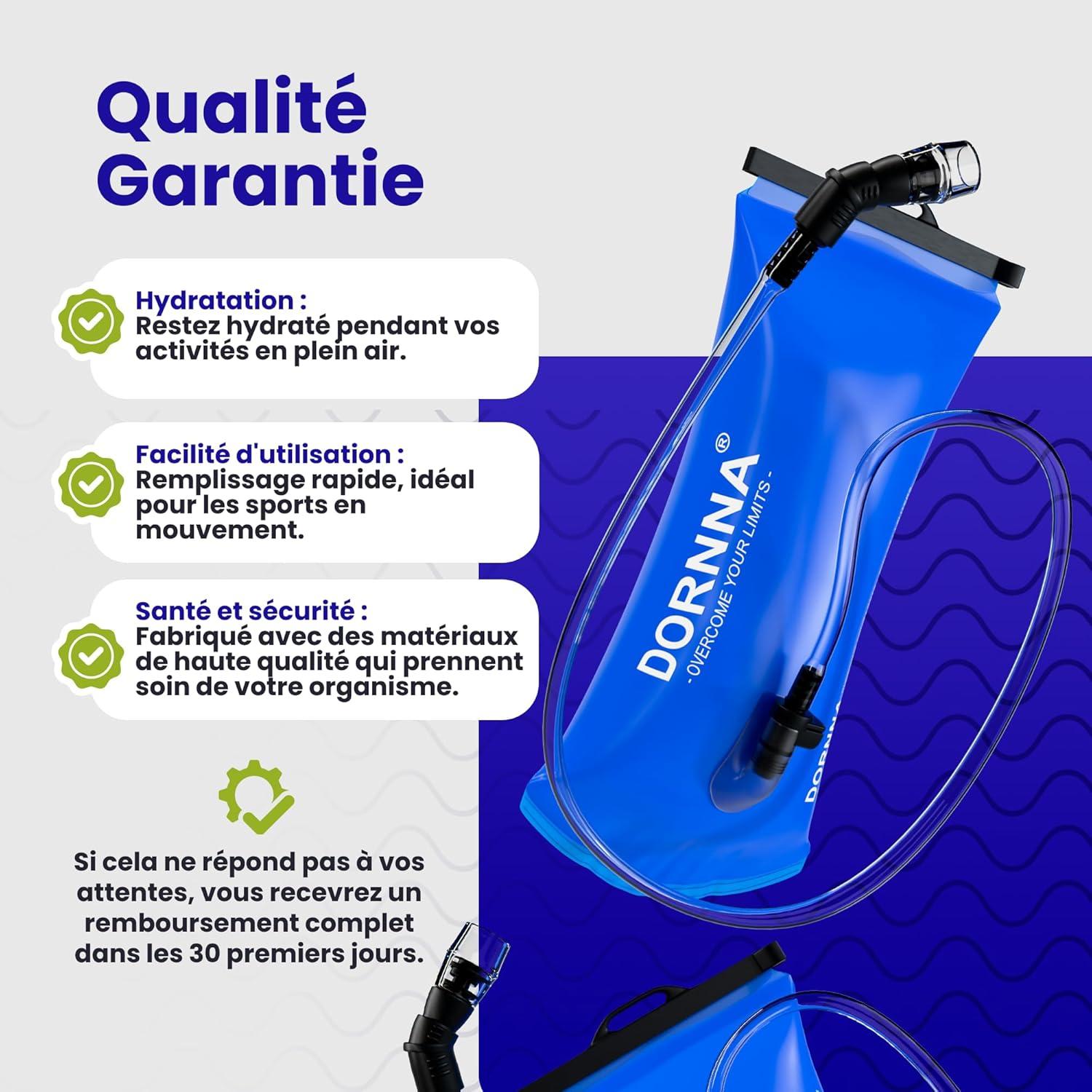 image:imagePoche Eau sans BPA Poche Hydratation de Sport Rsistant Sacs Dhydratation Portable pour la Randonne Cyclisme Camping2L
