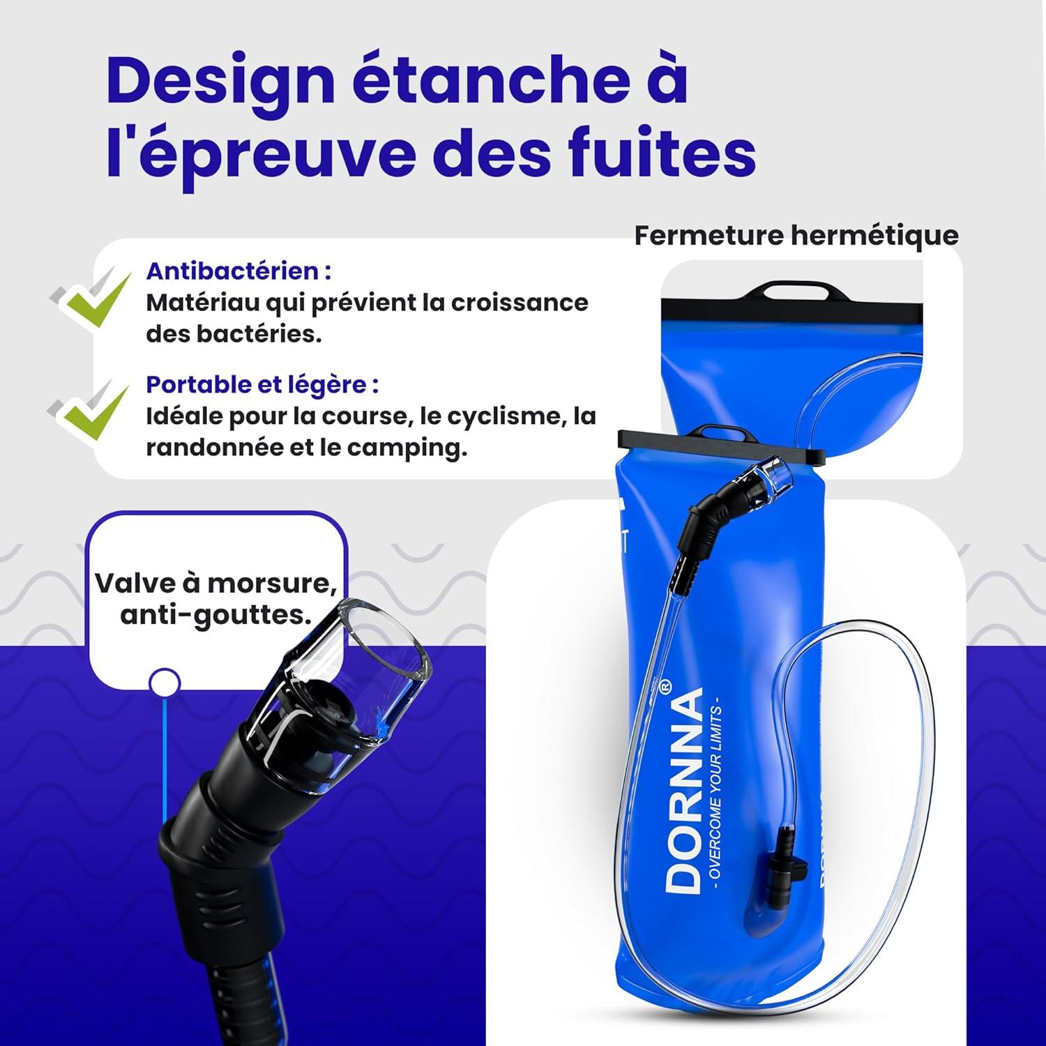 image:imagePoche Eau sans BPA Poche Hydratation de Sport Rsistant Sacs Dhydratation Portable pour la Randonne Cyclisme Camping3L
