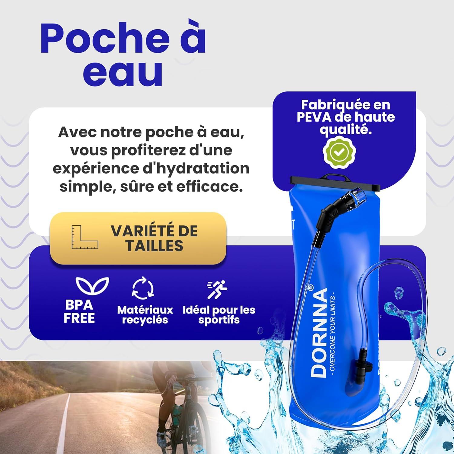 image:imagePoche Eau sans BPA Poche Hydratation de Sport Rsistant Sacs Dhydratation Portable pour la Randonne Cyclisme Camping3L