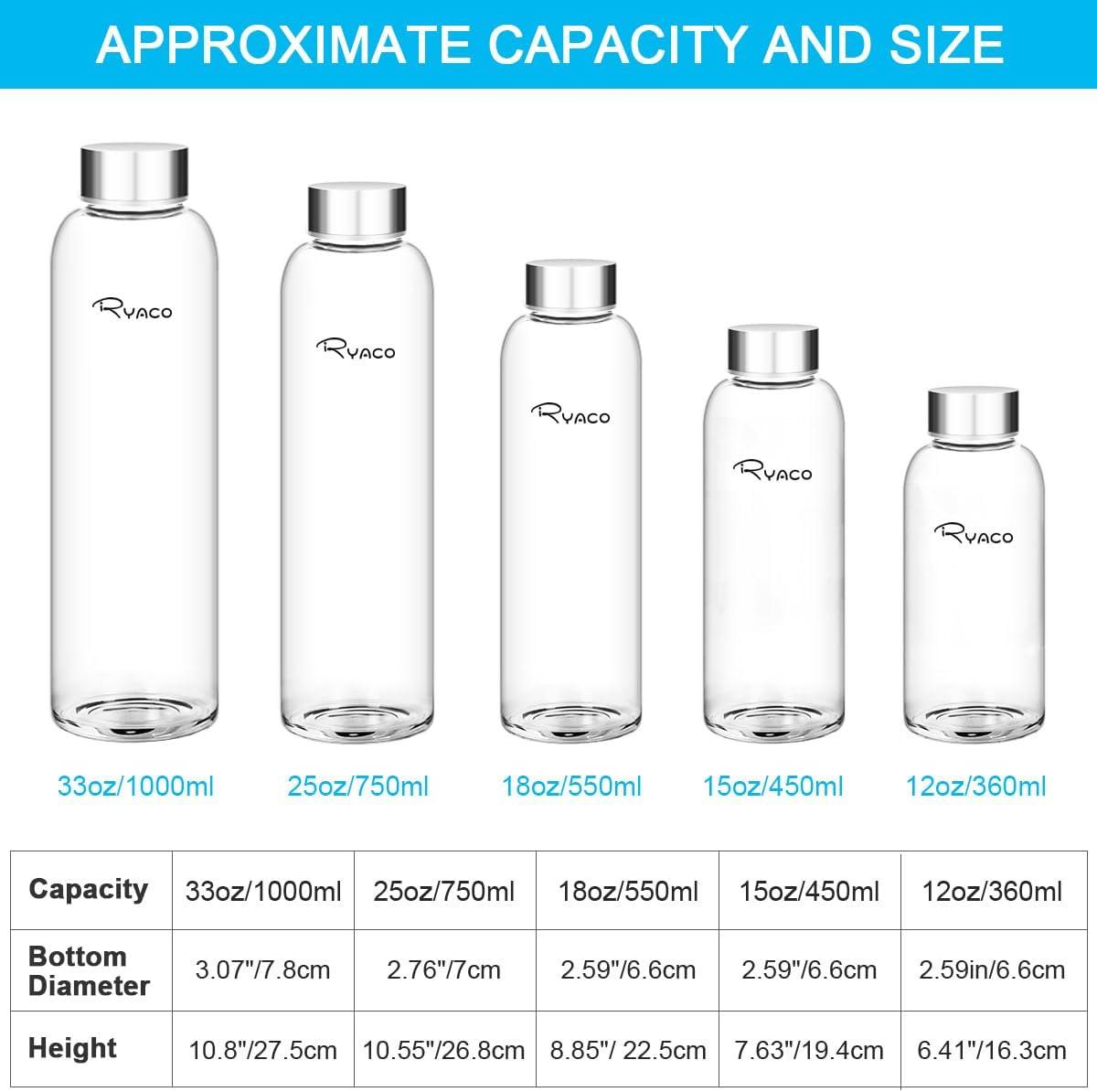 image:imageRyaco Bouteille deau en verre de 550ml18oz sans BPA Bouteille en borosilicate antifuiteIdale pour maison les voyages le sport le yoga la gym les boissons chaudes et froides avecRose