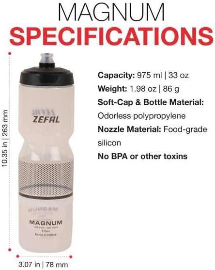 image:imageZEFAL Pack Magnum Deux Bidons Vlo Grande Contenance Gourde VloVTT et Sport Rutilisable sans BPA Bidon Eau Soft Couvercle Vissable Fabriqu en France Noir Translucide 2 x 975 MLLot de 1