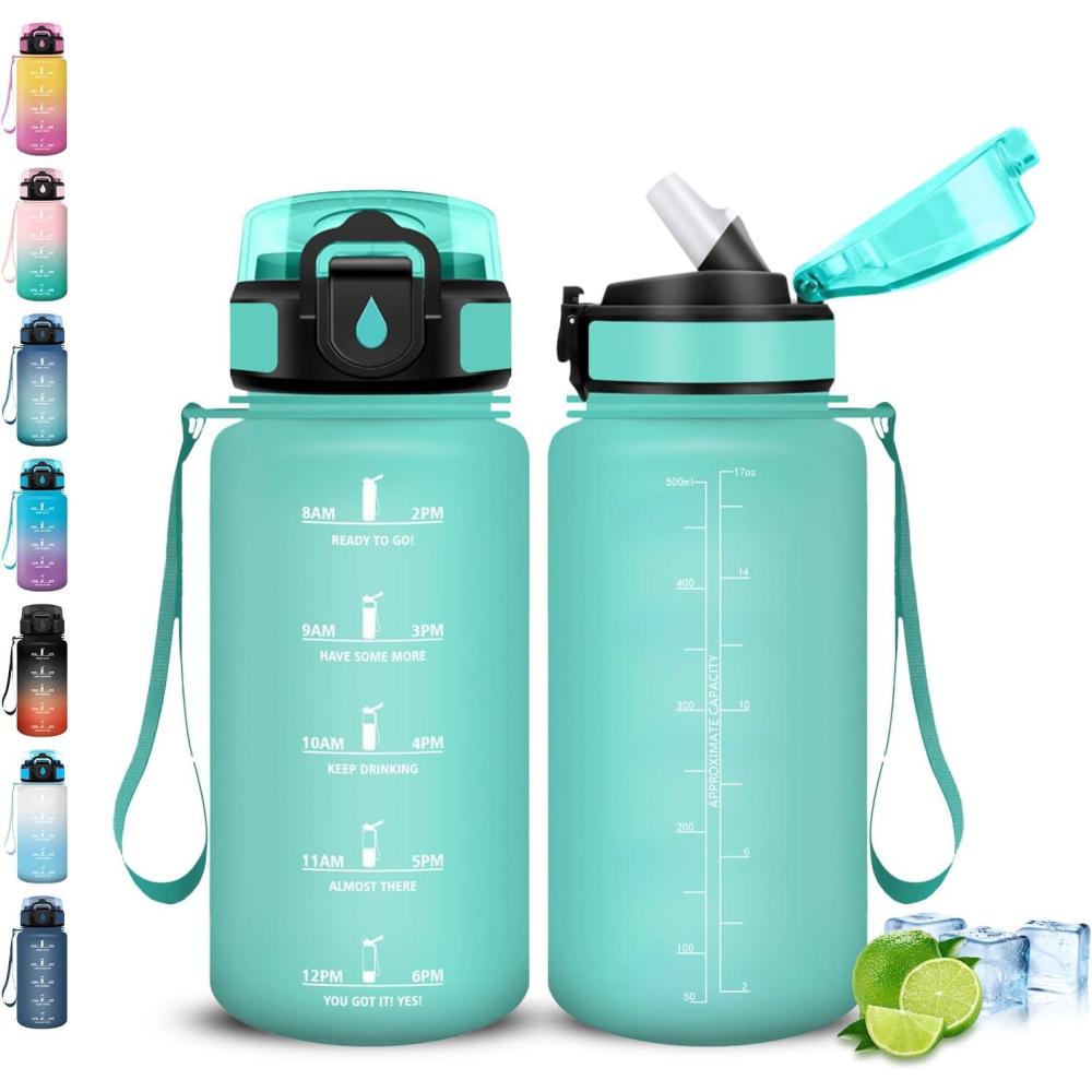 image:imageGourde Gourde 1l avec Paille Gourdes Sport anti Fuite Gourdes Gradue avec Slogan de Motivation Gourd Motivation Facile Nettoyer Bouteille deau pour Aptitude Camping RandonneVert