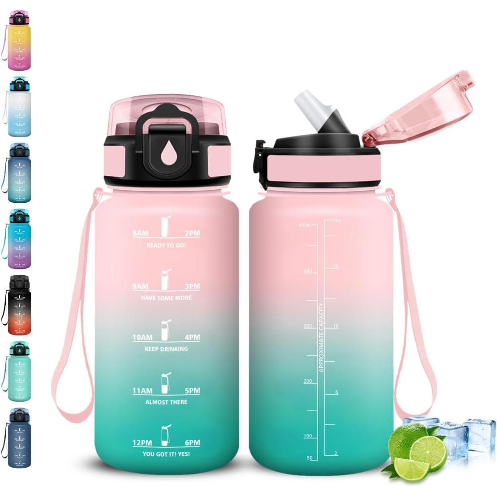 image:imageGourde Gourde 1l avec Paille Gourdes Sport anti Fuite Gourdes Gradue avec Slogan de Motivation Gourd Motivation Facile Nettoyer Bouteille deau pour Aptitude Camping RandonneRosevert