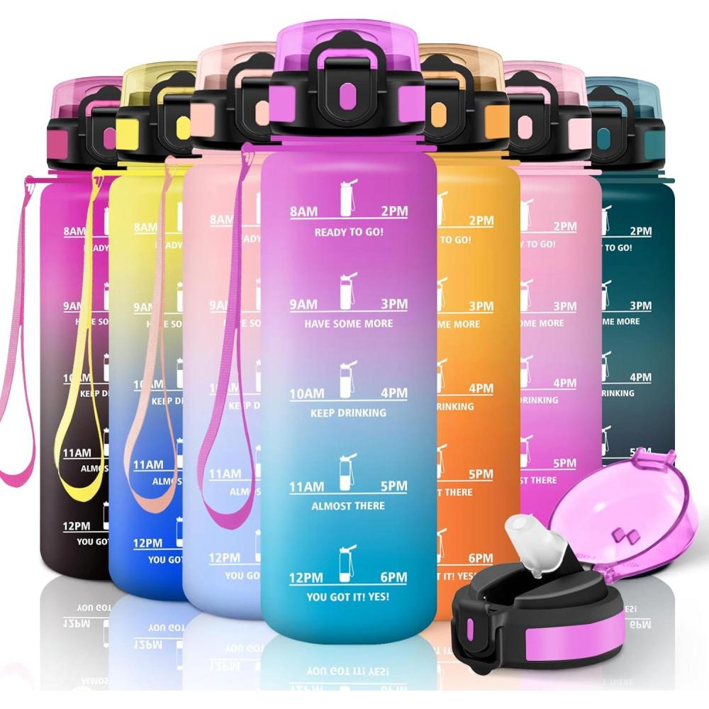 image:imageMotswedi Gourde Sport 1500ml Anti Fuite Gourde Paille Rutilisable Bouteille deau sans BPA Bouteille Reutilisable pour Adulte Randonne lcole Fitness Yoga Bureau Vert Fonc ampamp GrisRose Rouge  Cyan1000ml