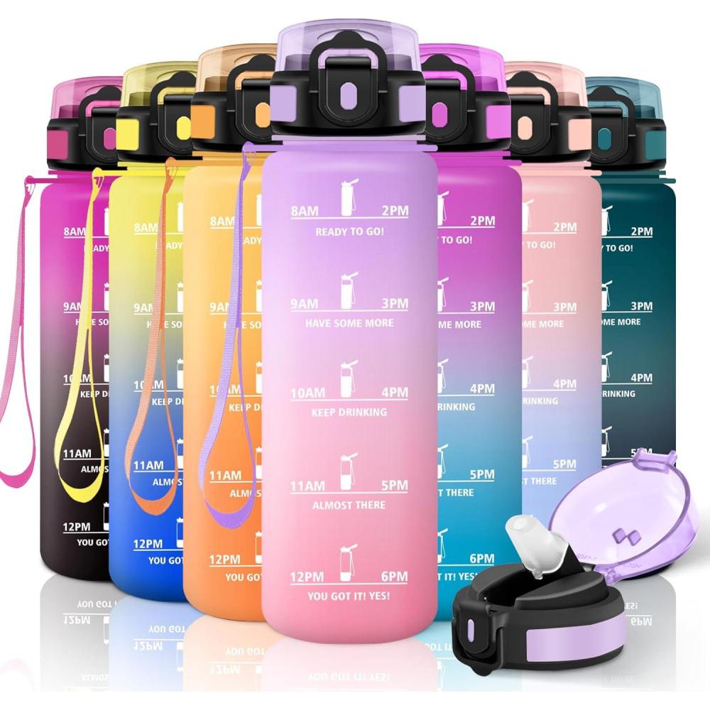 image:imageMotswedi Gourde Sport 1500ml Anti Fuite Gourde Paille Rutilisable Bouteille deau sans BPA Bouteille Reutilisable pour Adulte Randonne lcole Fitness Yoga Bureau Vert Fonc ampamp GrisViolet Clair  Rose Clair1000ml