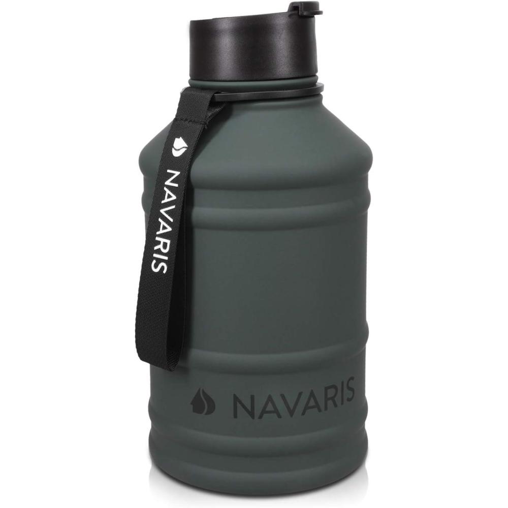 image:imageNavaris Gourde de Sport 22L Bouteille deau pour Entranement Musculation Running Fitness Yoga Foot Lgre et sans BPA Homme Femme EnfantAnthracite