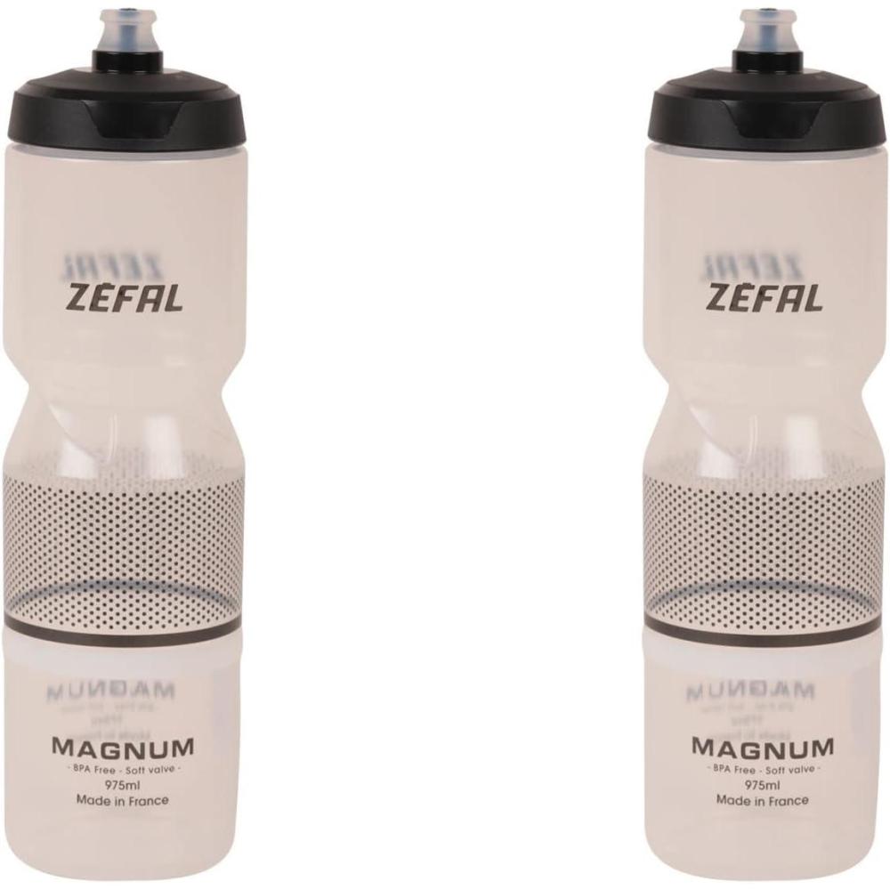 image:imageZEFAL Pack Magnum Deux Bidons Vlo Grande Contenance Gourde VloVTT et Sport Rutilisable sans BPA Bidon Eau Soft Couvercle Vissable Fabriqu en France Noir Translucide 2 x 975 MLLot de 2