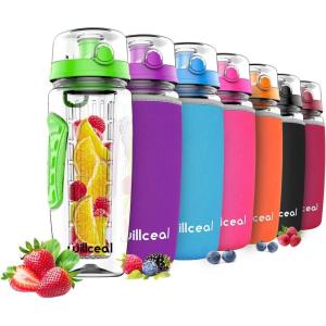 Bouteille d&rsquo;eau avec infuseur à Fruits 0,95 l Fabriquée en Tritan sans BPA, Couvercle à Rabat, Anti-Fuite Convient pour Le Sports et Le Camping(Vert)