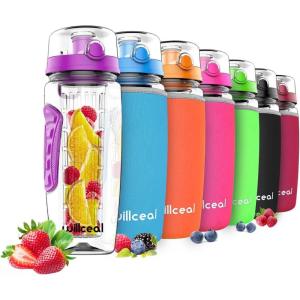 Bouteille d&rsquo;eau avec infuseur à Fruits 0,95 l Fabriquée en Tritan sans BPA, Couvercle à Rabat, Anti-Fuite Convient pour Le Sports et Le Camping(Violet)