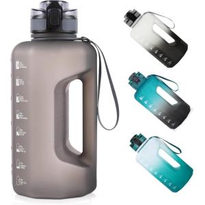 GEMFUL Grande bouteille d&rsquo;eau de 2,2 litres avec poignée, carafe d&rsquo;eau de sport, sans BPA, pour salle de sport, voyage, camping (vert/noir)(Gray)