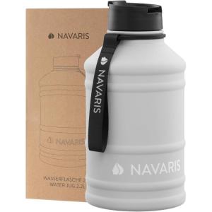 Navaris Gourde de Sport 2,2L – Bouteille d&rsquo;eau pour Entraînement Musculation Running Fitness Yoga Foot – Légère et sans BPA – Homme Femme Enfant(Gris Clair)