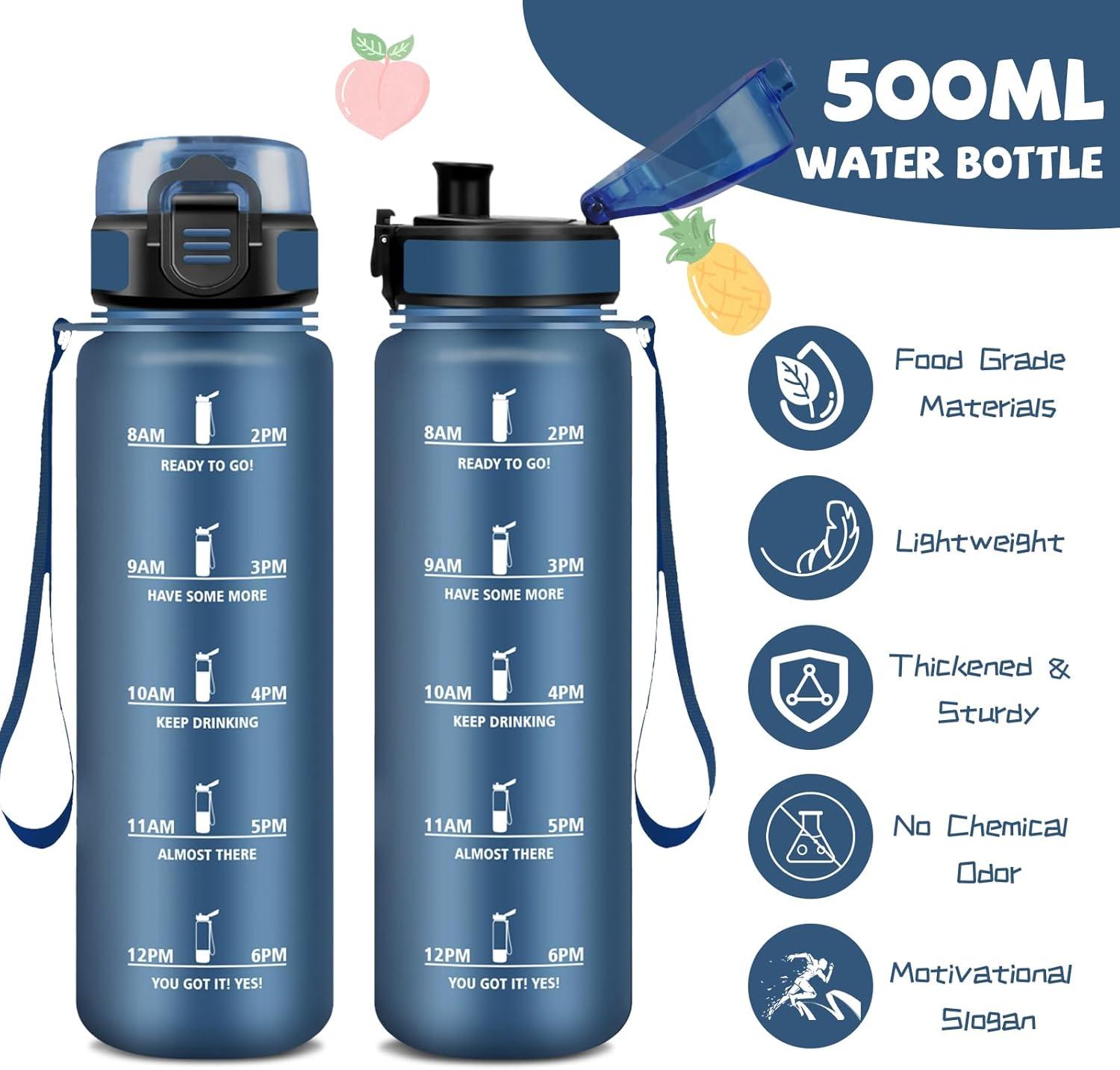image:imageBouteille Gourde 1l Gourde Sport AntiFuite Facile Nettoyer Water Bottle Motivation avec Slogan de Motivation Bouteille Gradue pour 1 Journee Water Bottle pour Running Voyage cole SportBleu Marine