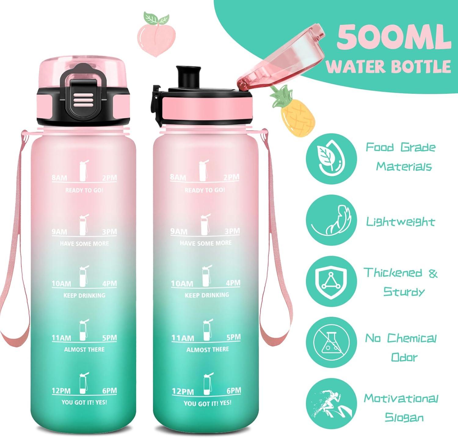 image:imageBouteille Gourde 1l Gourde Sport AntiFuite Facile Nettoyer Water Bottle Motivation avec Slogan de Motivation Bouteille Gradue pour 1 Journee Water Bottle pour Running Voyage cole SportRosecyan