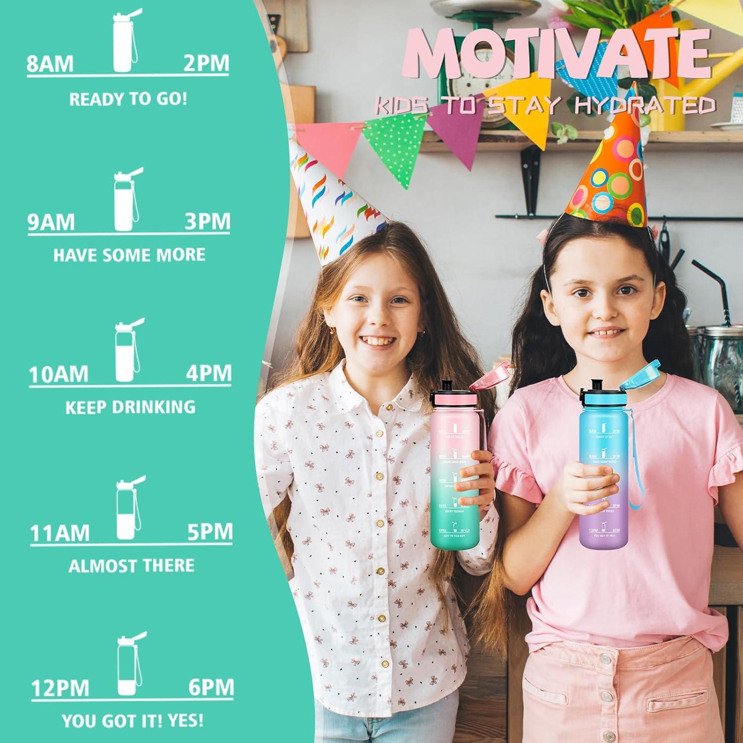 image:imageBouteille Gourde 1l Gourde Sport AntiFuite Facile Nettoyer Water Bottle Motivation avec Slogan de Motivation Bouteille Gradue pour 1 Journee Water Bottle pour Running Voyage cole SportRosecyan