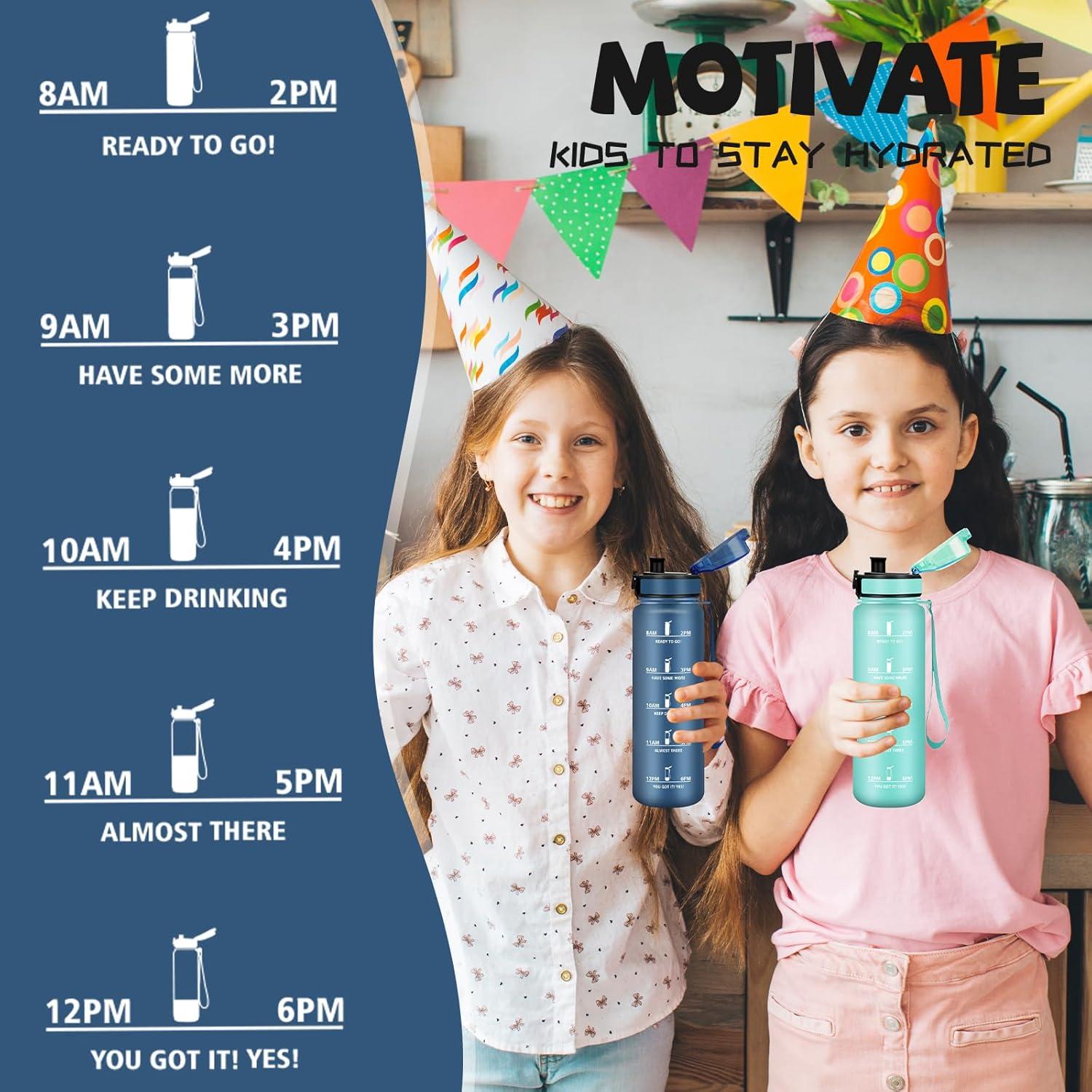 image:imageBouteille Gourde 1l Gourde Sport AntiFuite Facile Nettoyer Water Bottle Motivation avec Slogan de Motivation Bouteille Gradue pour 1 Journee Water Bottle pour Running Voyage cole SportBleu Marine
