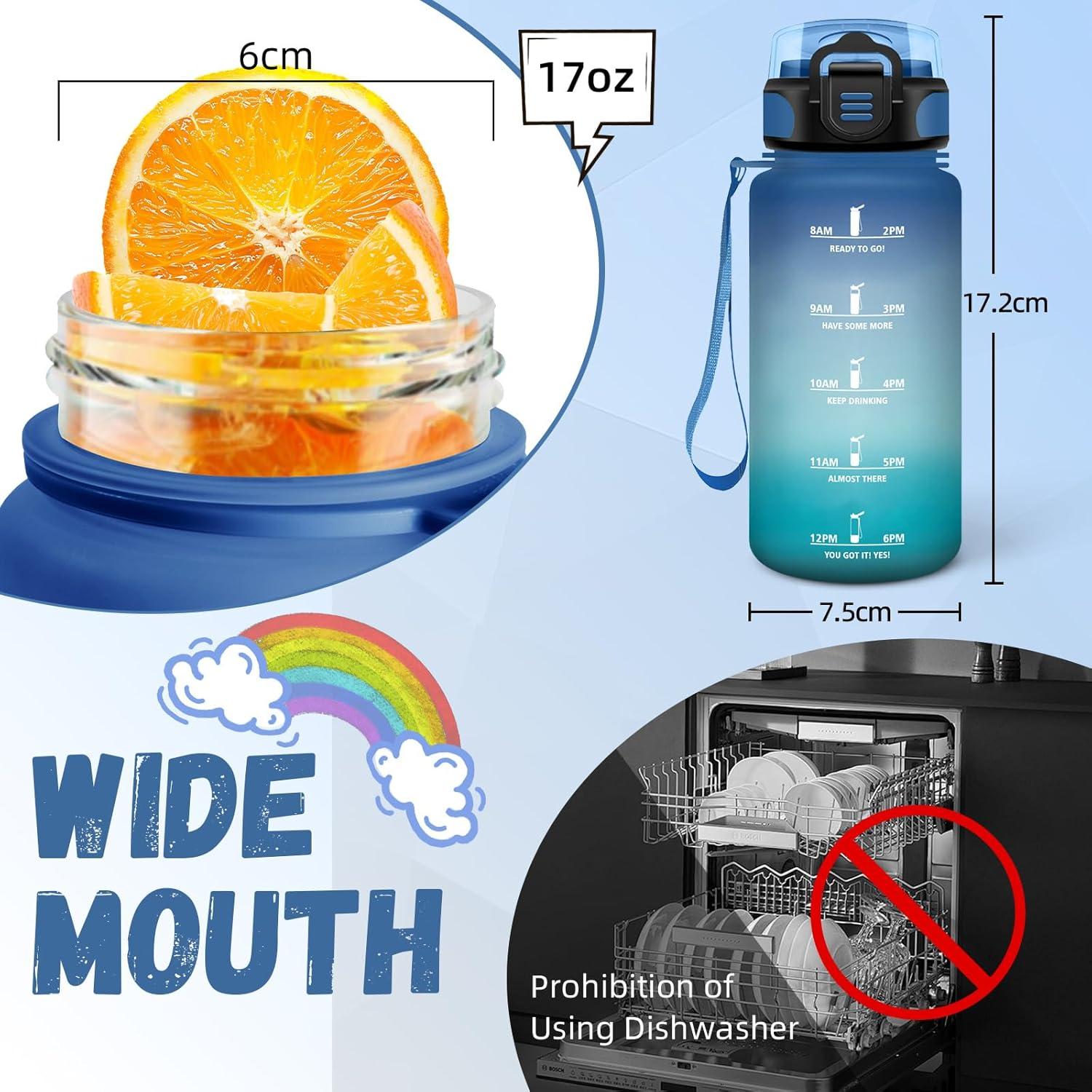 image:imageBouteille deau de 1 l avec paille et indicateur de temps antifuite pour la course le camping et la randonne bouteille de sportBleuvert