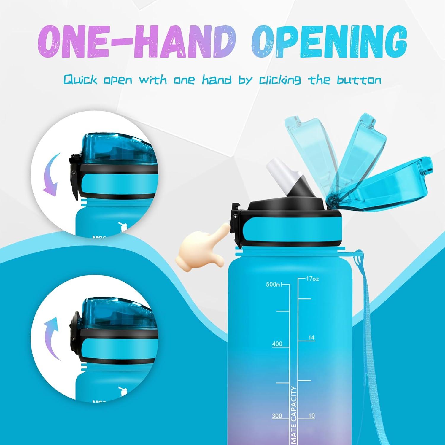 image:imageBouteille deau de 1 l avec paille et indicateur de temps antifuite pour la course le camping et la randonne bouteille de sportBleuviolet