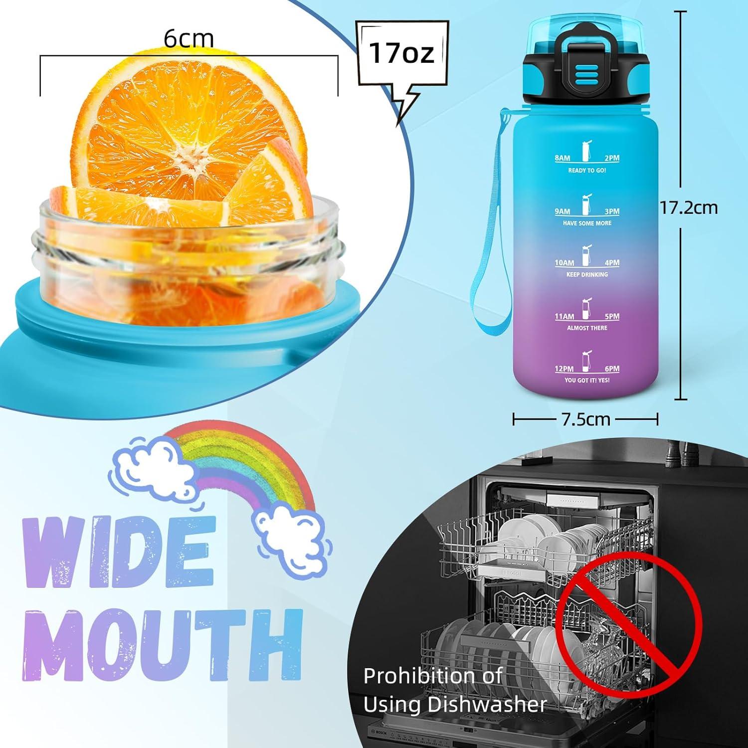 image:imageBouteille deau de 1 l avec paille et indicateur de temps antifuite pour la course le camping et la randonne bouteille de sportBleuviolet