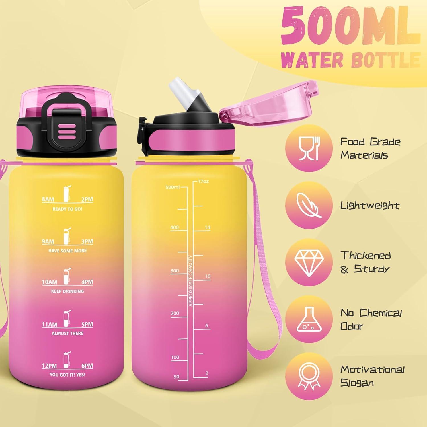 image:imageBouteille deau de 1 l avec paille et indicateur de temps antifuite pour la course le camping et la randonne bouteille de sportJaunerose