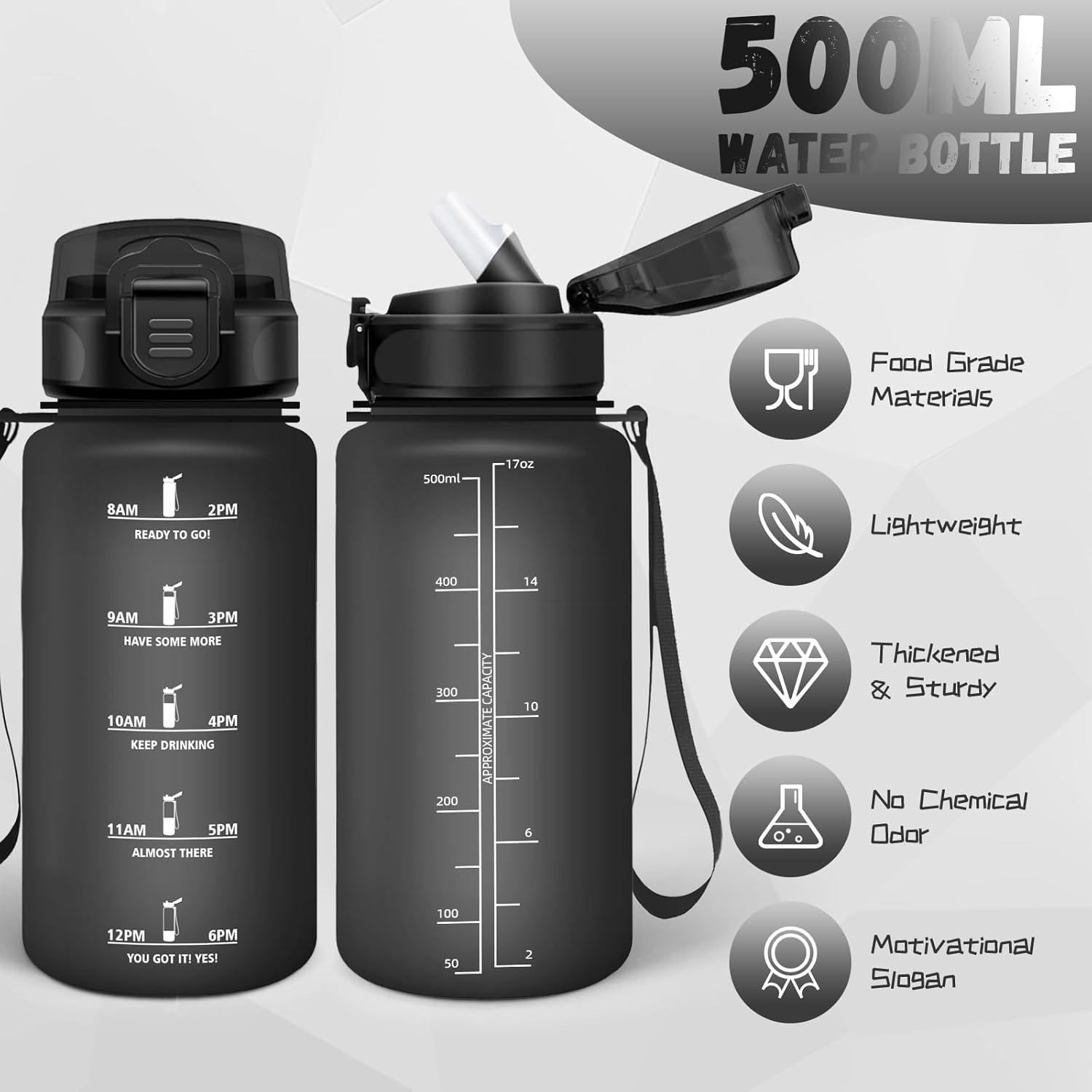 image:imageBouteille deau de 1 l avec paille et indicateur de temps antifuite pour la course le camping et la randonne bouteille de sportNoir
