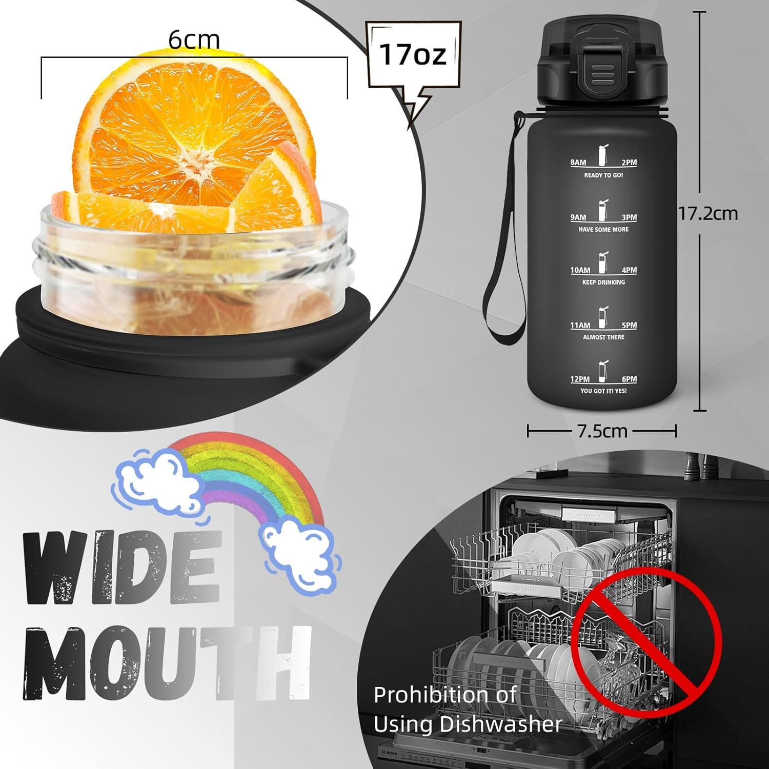 image:imageBouteille deau de 1 l avec paille et indicateur de temps antifuite pour la course le camping et la randonne bouteille de sportNoir