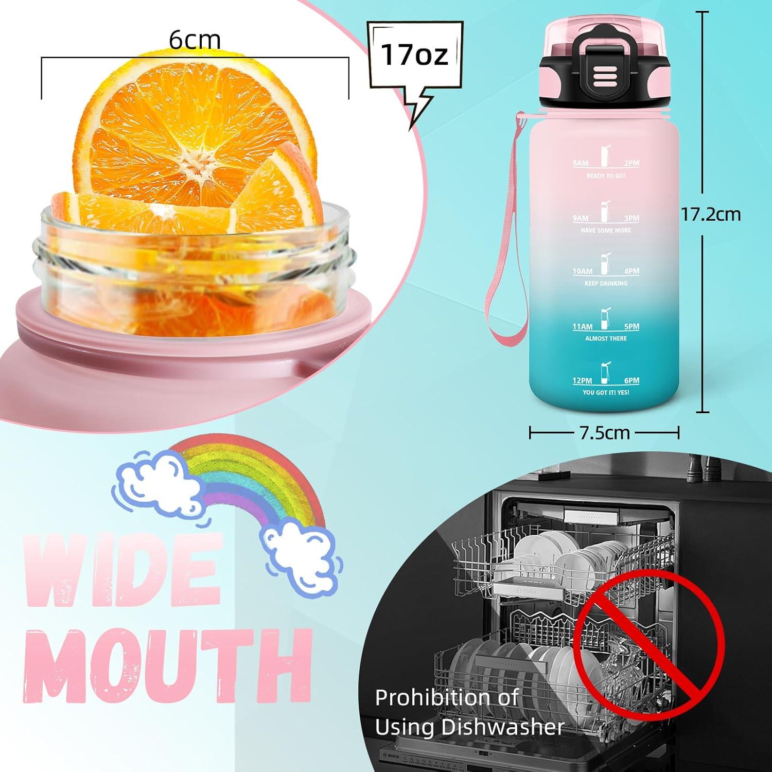 image:imageBouteille deau de 1 l avec paille et indicateur de temps antifuite pour la course le camping et la randonne bouteille de sportRosevert