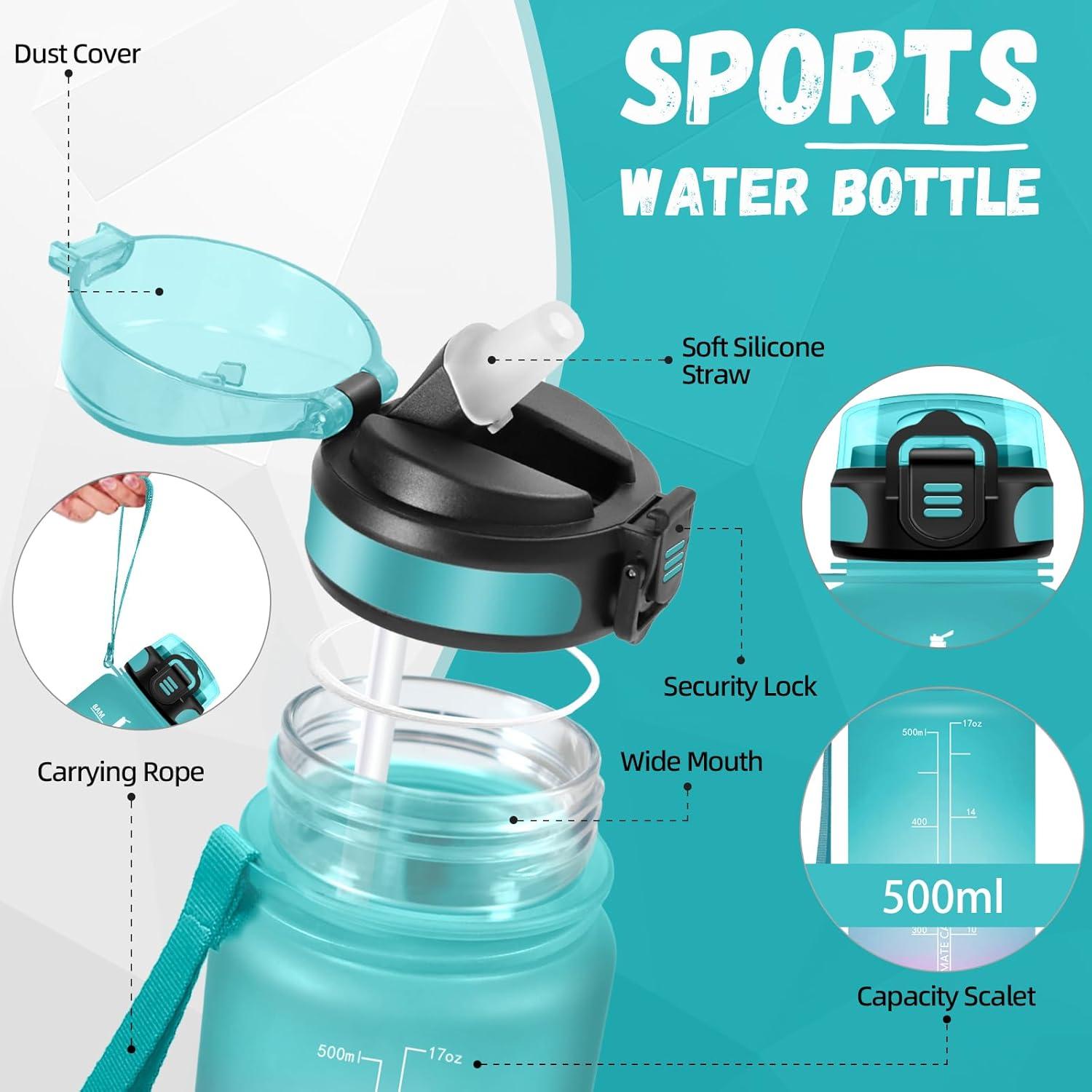 image:imageBouteille deau de 1 l avec paille et indicateur de temps antifuite pour la course le camping et la randonne bouteille de sportVertrose