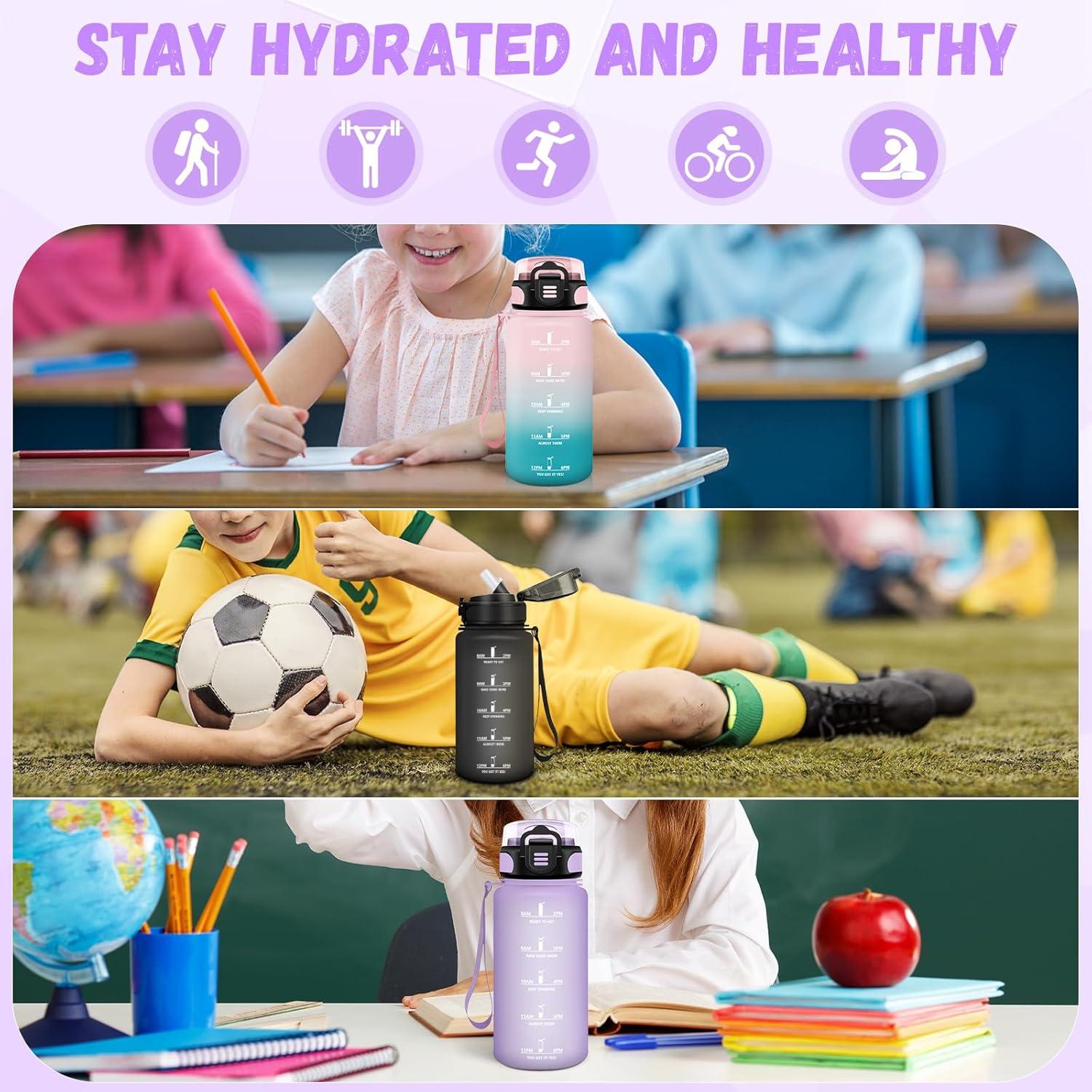 image:imageBouteille deau de 1 l avec paille et indicateur de temps antifuite pour la course le camping et la randonne bouteille de sportViolet